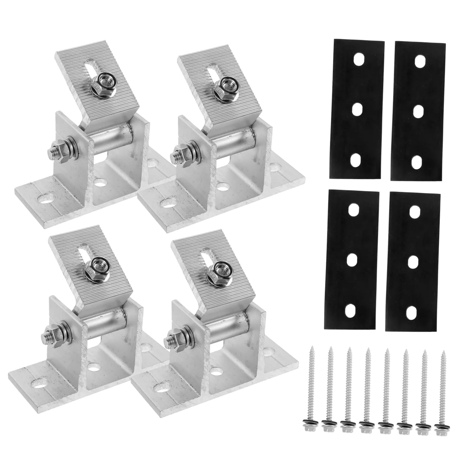 Sewroro Soporte para Panel Solar 4 Piezas Almohadillas de Goma de Aleación de Aluminio Ajustable Estructura Estable y Tornillos para Montaje en Exteriores