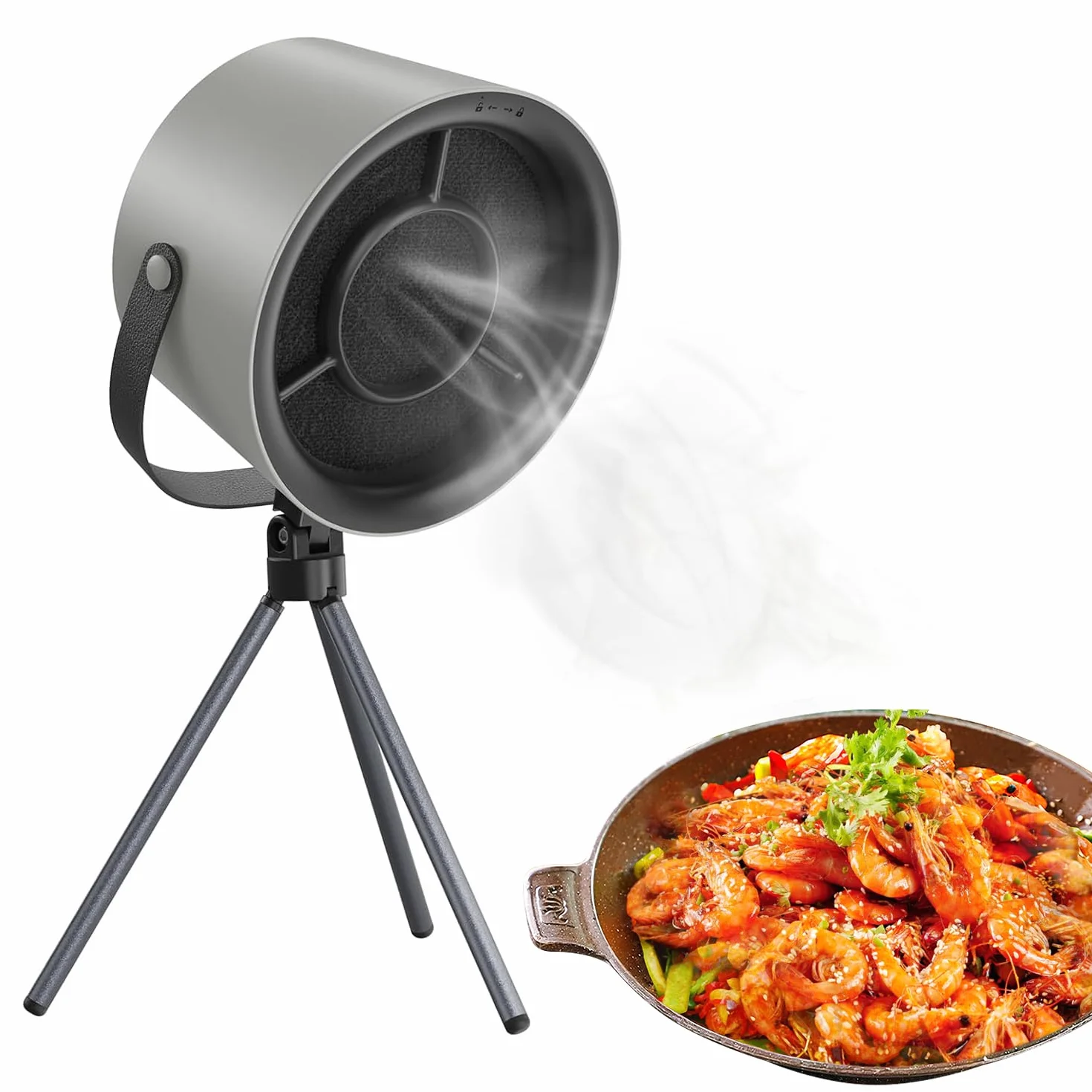 Campana extractora portátil 9 W mini con trípode extraíble 3 velocidades para camping RV barbacoa cocina