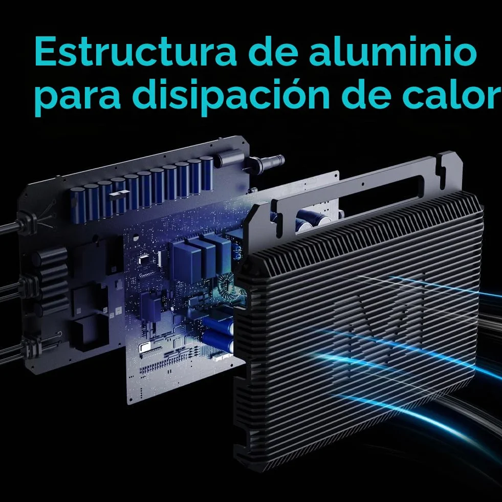 Marstek Saturn Microinversor 800 W – 230 V CA, 2 MPPT, Entrada CC 16–60 V, Inversor Solar para Sistema fotovoltaico de balcón, IP67, Control por App, Plug & Play, para módulos solares