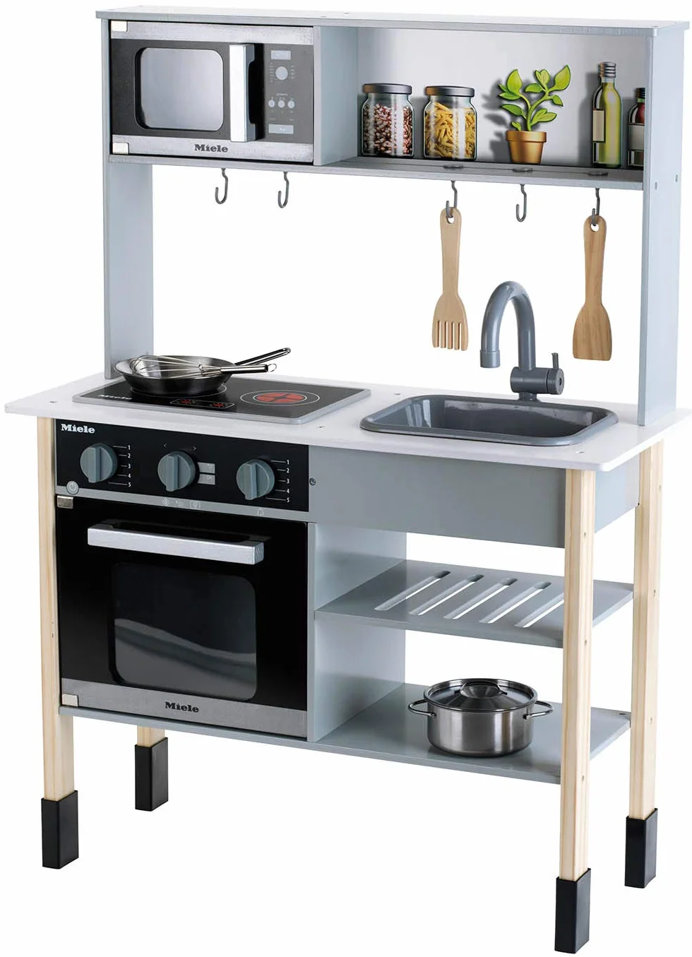 Theo Klein 7199 Cocina Miele de Madera y Acero Inoxidable, Juguete para niños 70x30x91 cm