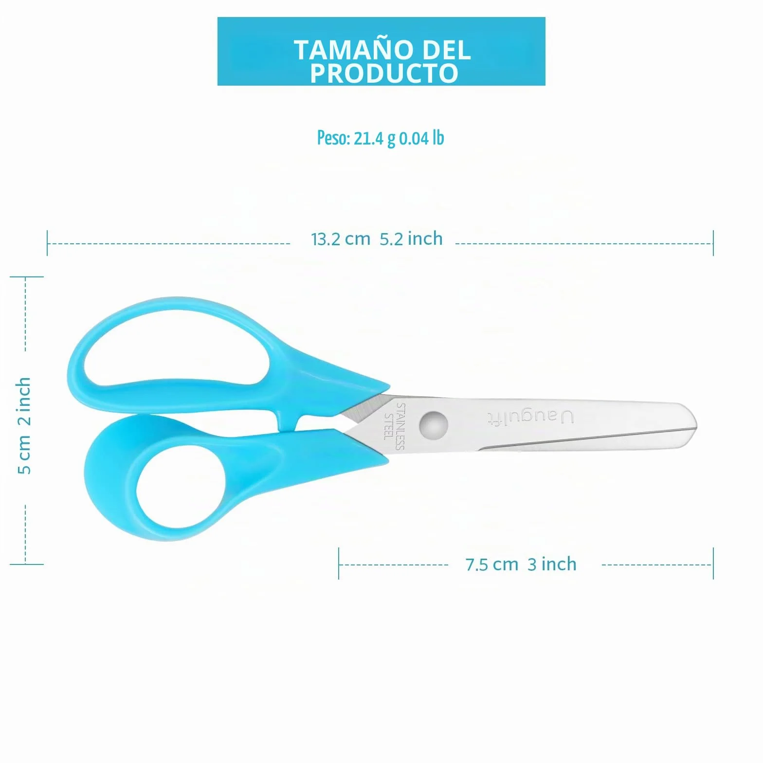 Tijeras para niños de acero inoxidable, punta roma, mango ergonómico, 5 pulgadas, paquete de 30