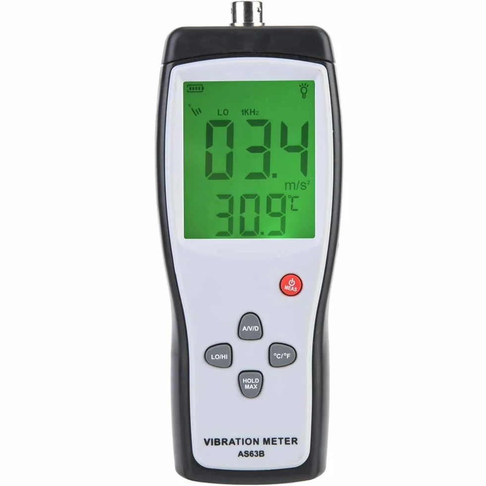 Medidor de Vibración LCD, Medidor Vibrómetro, Analizador, Probador de Vibración AS63B