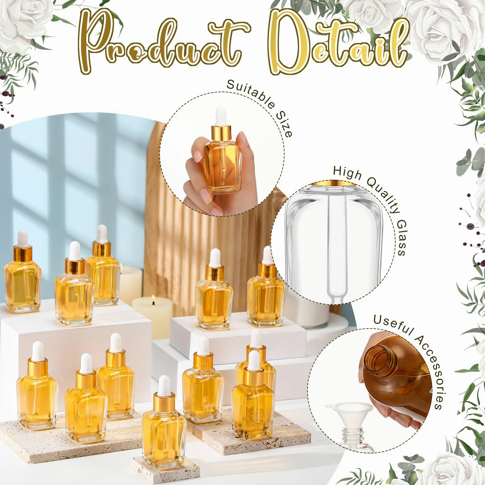 Dandat 100 botellas cuadradas de tintura de vidrio transparente de 1 onza con cuentagotas para aceites esenciales, líquidos, bricolaje