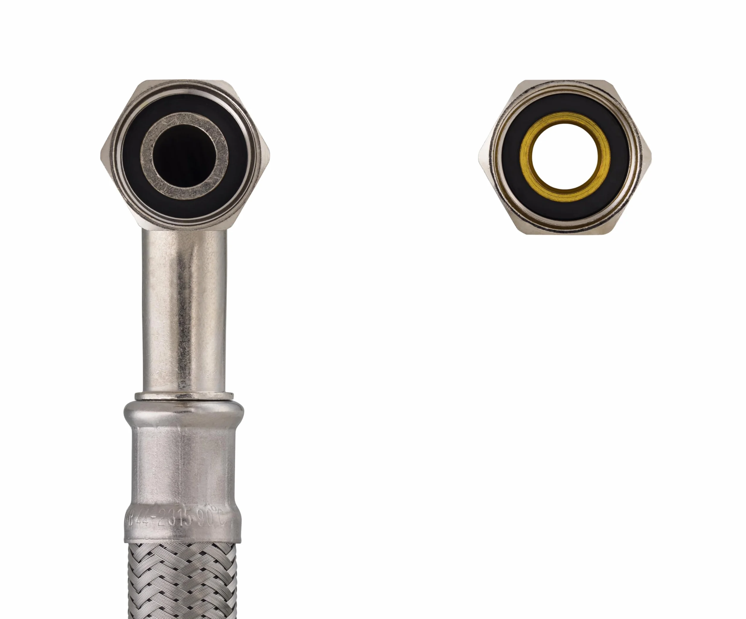 Flexible de inox 1 m con codo, doble hembra 1/2 DN13