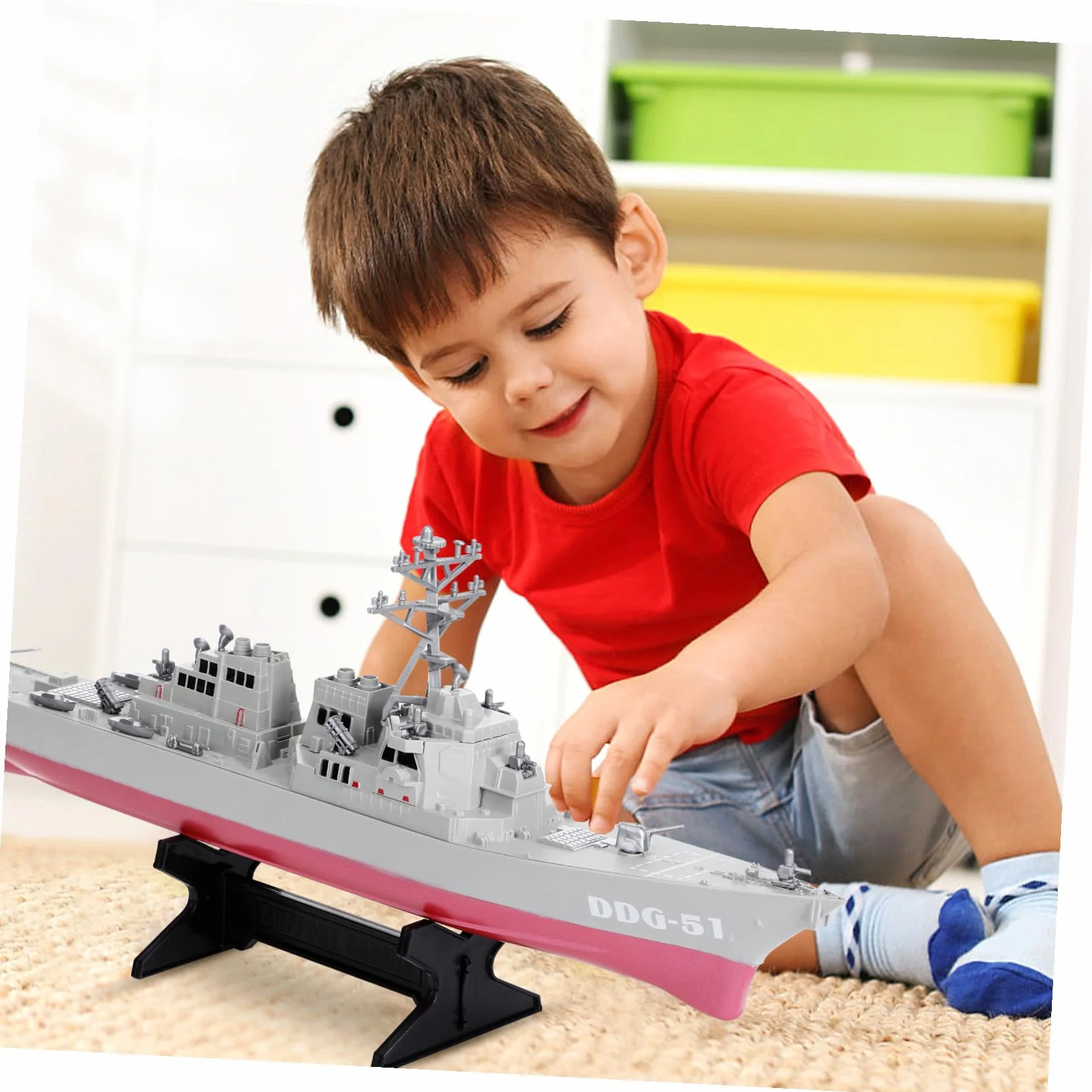 Modelo de Barco de Guerra Juguete Estático Plástico Resistente Decorativo Maqueta Naval