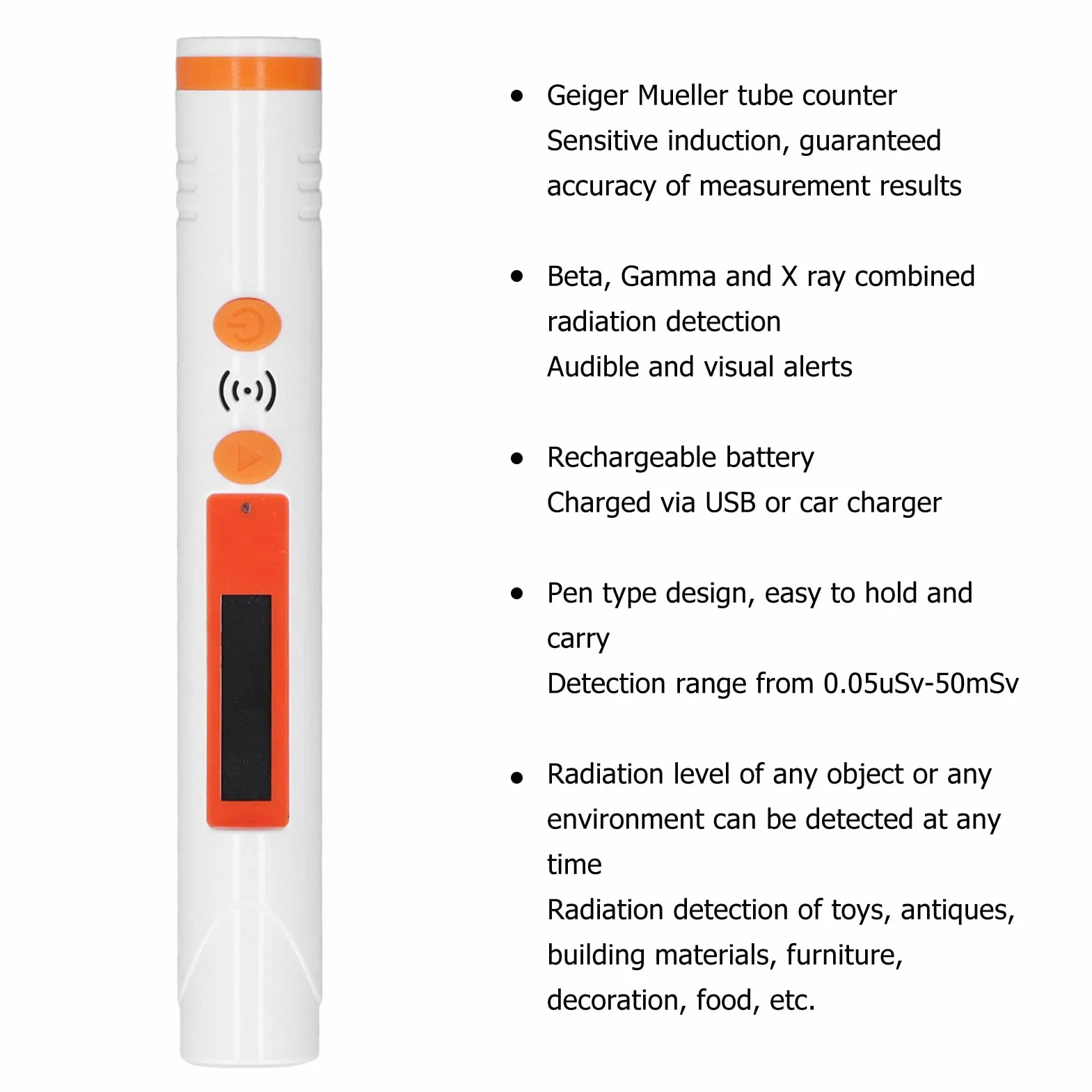 Eujgoov Contador Geiger Portátil, Dosimetro Radiacion Detector de Radiación Nuclear Monitor de Radiación Beta Gamma X-Ray