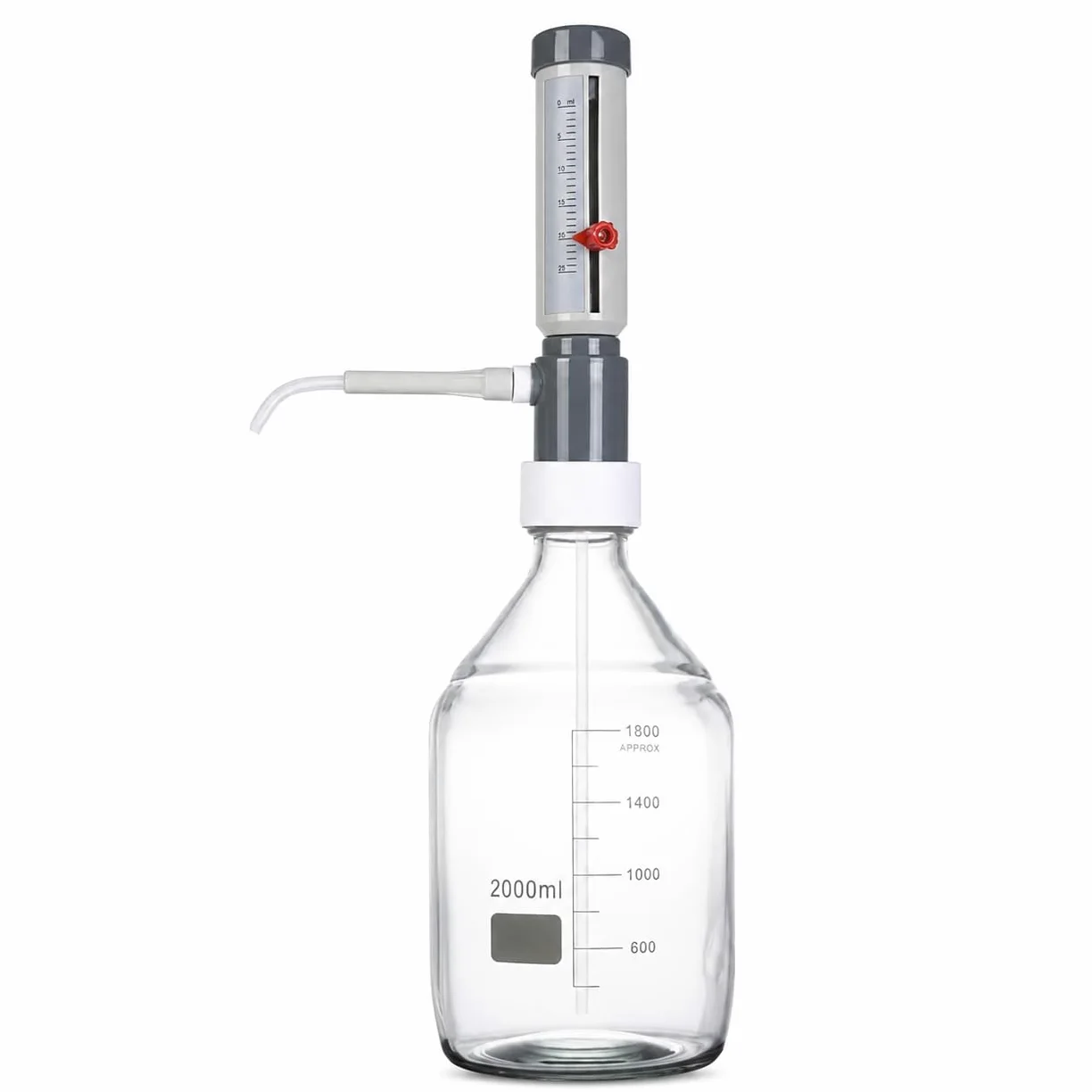 Dispensador de botella resistente a los químicos, volumen ajustable para ácidos, bases y reactivos de laboratorio, perfecto para uso en laboratorio
