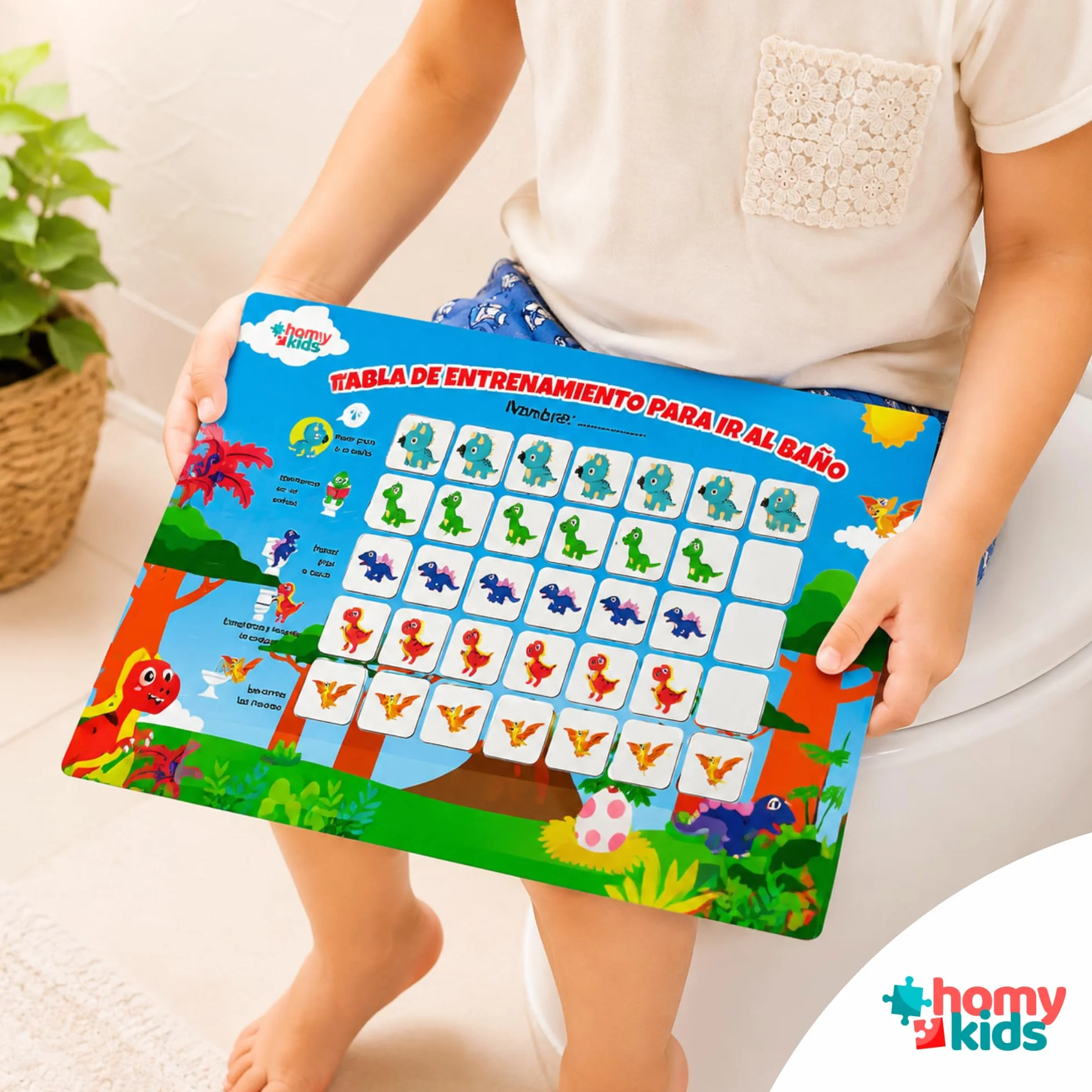 HOMYKIDS Tabla de Recompensas para Aprender a Ir al Baño en ESPAÑOL - Tabla de Entrenamiento con Pegatinas Magnéticas para Niños