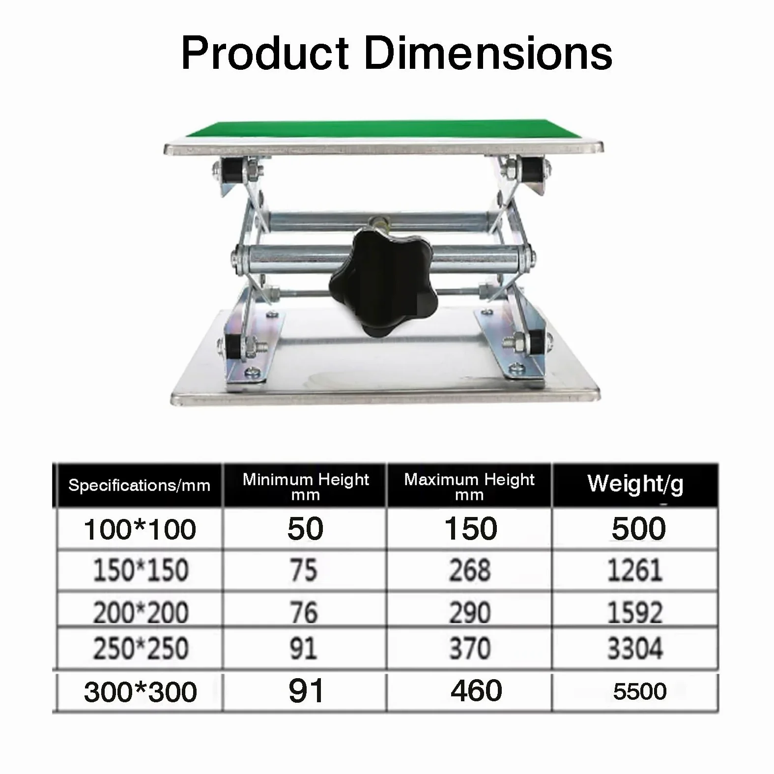 Soporte De Gato Laboratorio Acero Inoxidable,Elevación Nivel Manual | Herramienta de medición de laboratorio, con tapete antideslizante y mango giratorio(150x150mm)