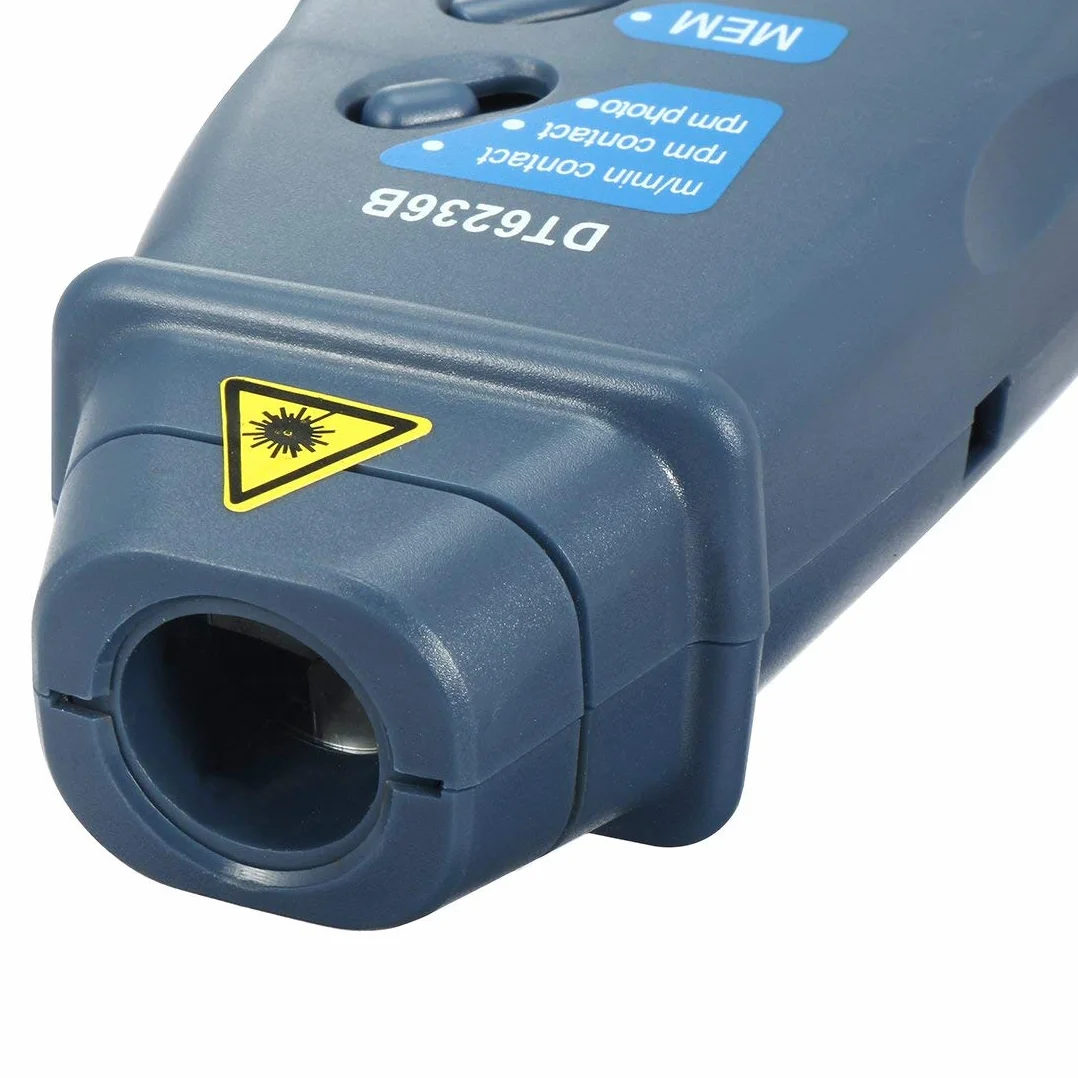 Tacómetro digital 2 en 1 con/sin contacto DT-6236B rpm 2,5 a 9.999 rpm ruedas medición velocidad lineal rotación