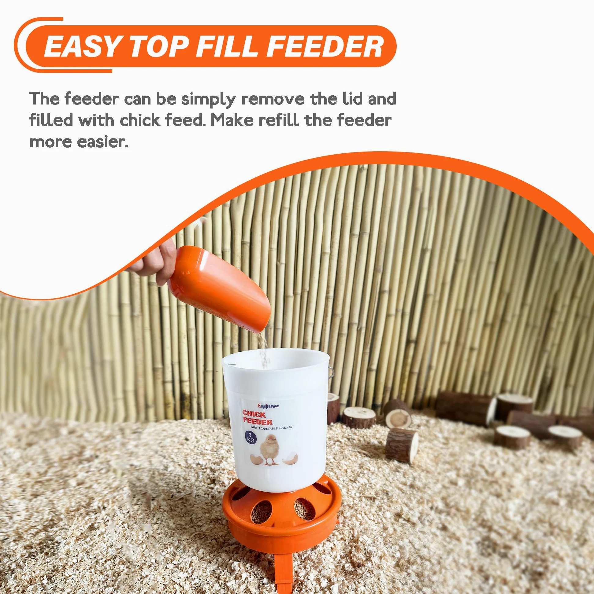 Eggluuz Kit de comedero y bebedero para pollitos, comedero para pollitos de 3 kg y bebedero para pollitos de 1,5 L con 3 alturas ajustables