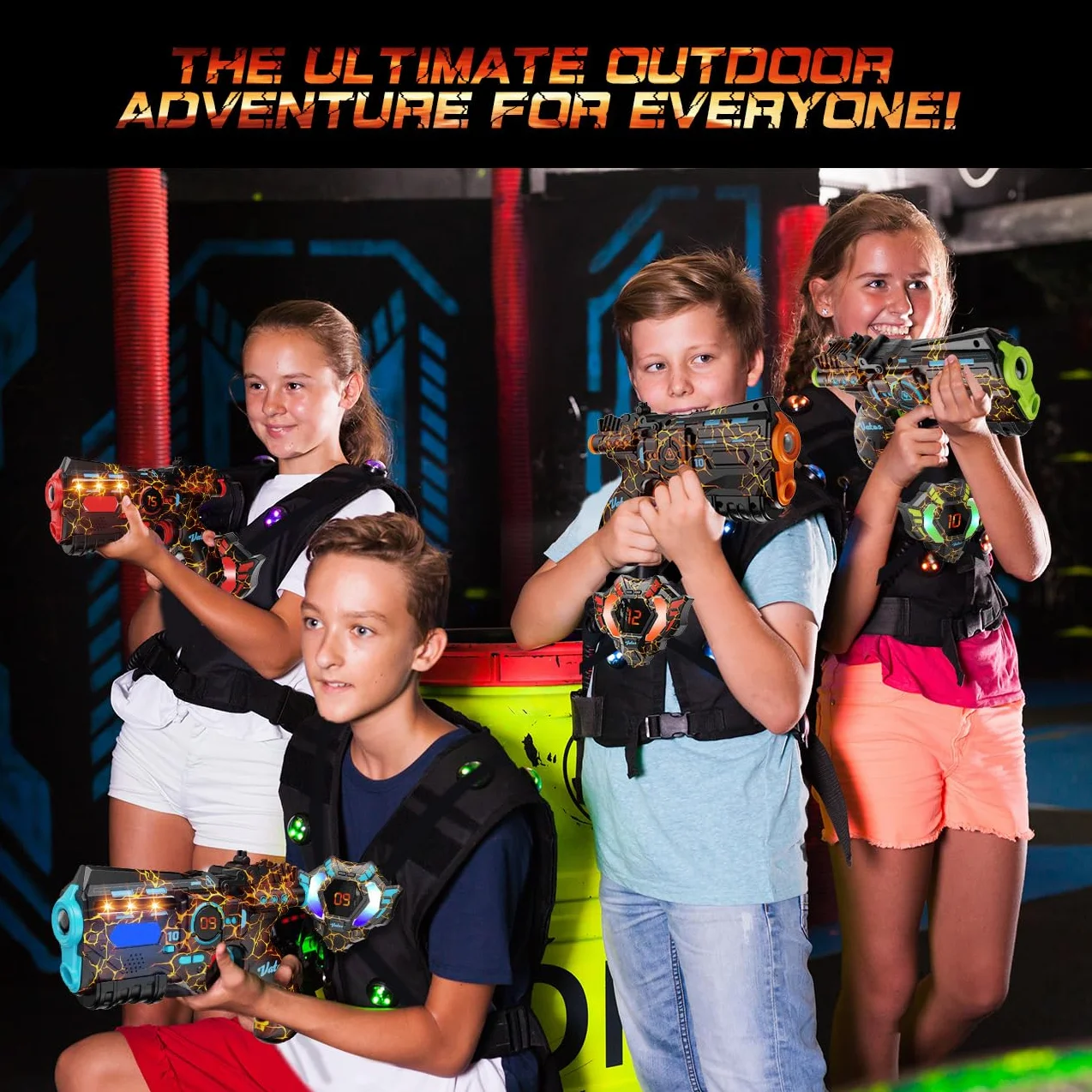 VATOS Recargable Laser Tag Set 4 Jugadores 2.4GHz Pistola Chaleco