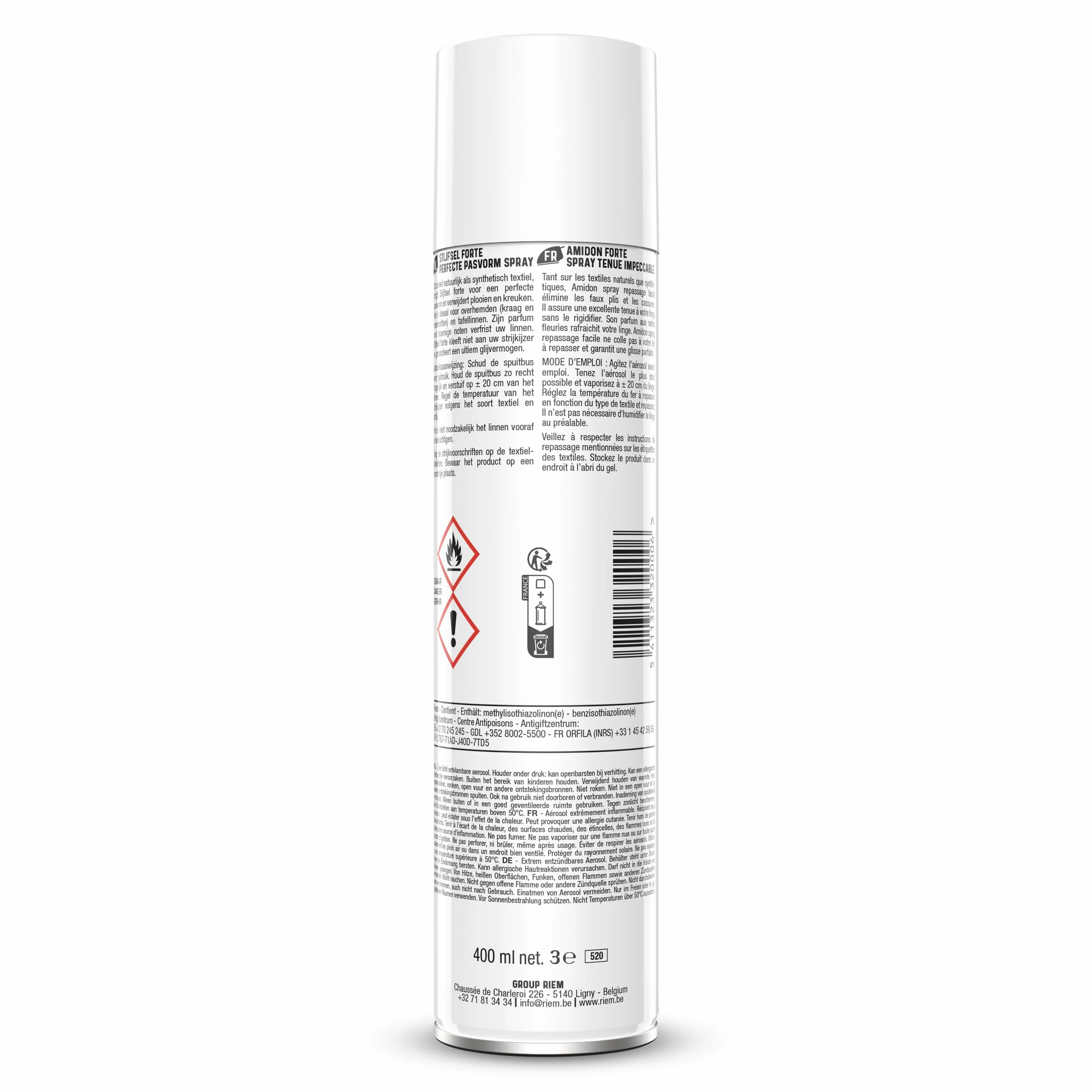 RIEM Almidón fuerte 400 ml Spray impecable para textiles naturales y sintéticos