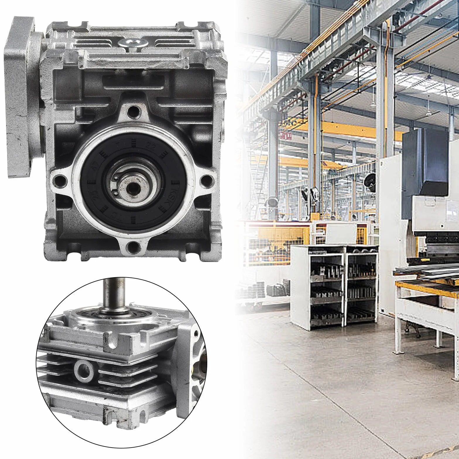 Reductor de engranaje sin fin RV030 para motor paso a paso NEMA 23, eje 14 mm, relación 5:1
