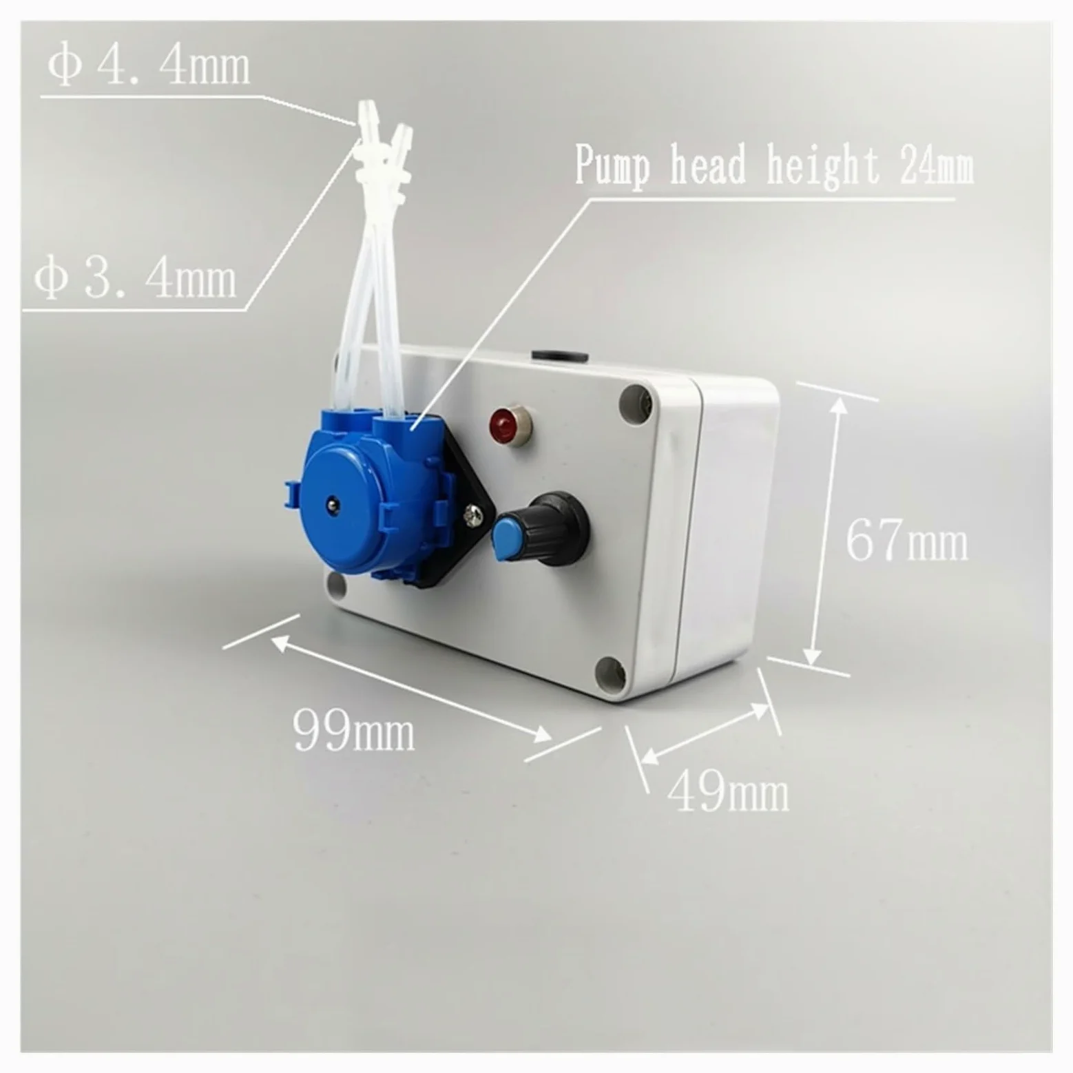 Bomba peristáltica, Bomba peristáltica en miniatura, autocebante, dosificadora de circulación, grado alimenticio, 10 a 70 ml, ajustable con pedal
