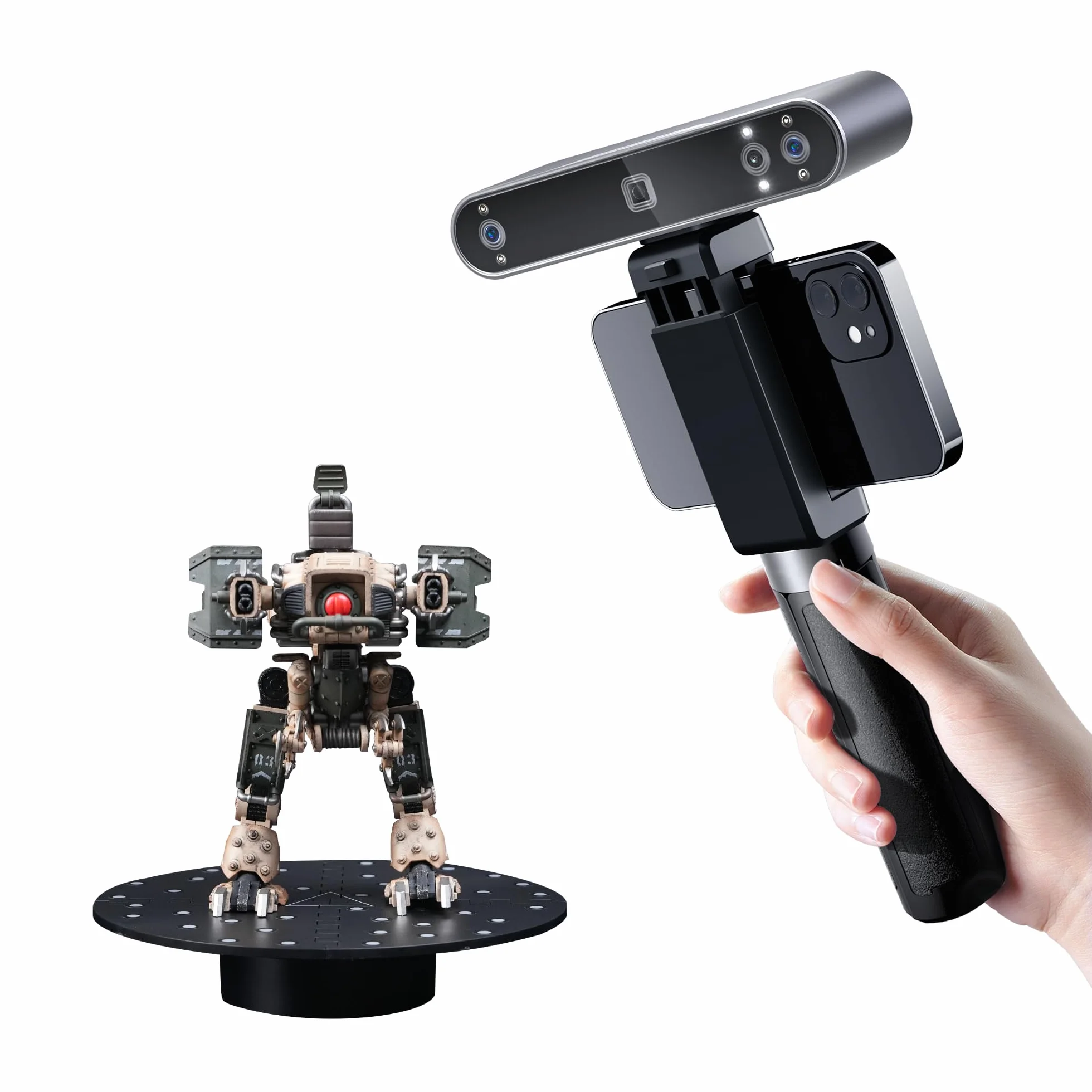 Revopoint POP 3 Plus Escáner 3D para impresión 3D, escáner de mano con precisión de 0,04 mm y velocidad, escaneo en color para objetos medianos, compatible con Android/iOS/Win10&11/macOS, Estándar