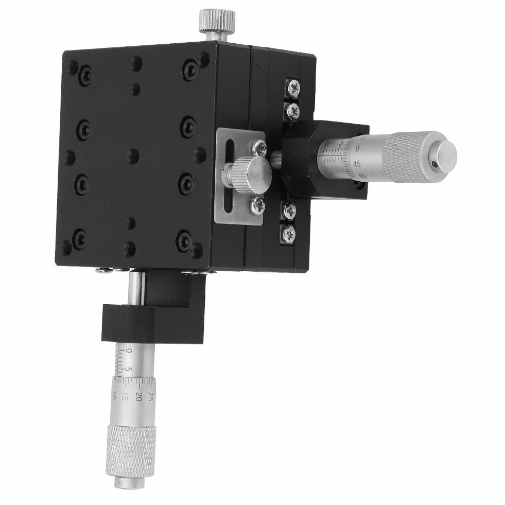 Keenso XY-Lineartisch SEMY60-AC - Micrometro Manual de precisión, Plataforma de Desplazamiento Lineal, cojinete de Desplazamiento, Mesa corredera, guía de Rodillos XY, Eje de 60 x 60 x 40 mm