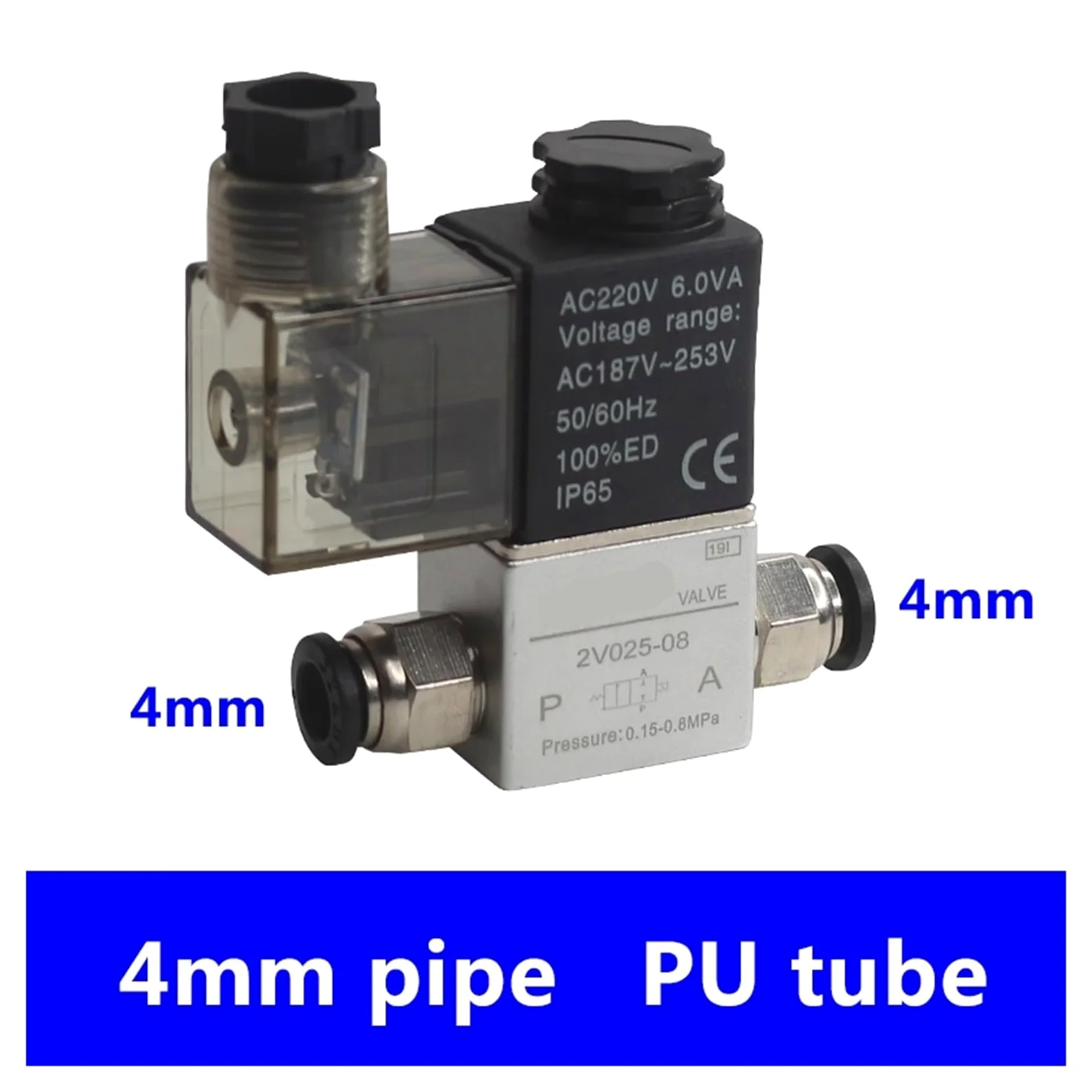 Electroválvula neumática de aire 2V025-08 dc12v 24v 220v 2 posiciones 2 puertos normalmente cerrada