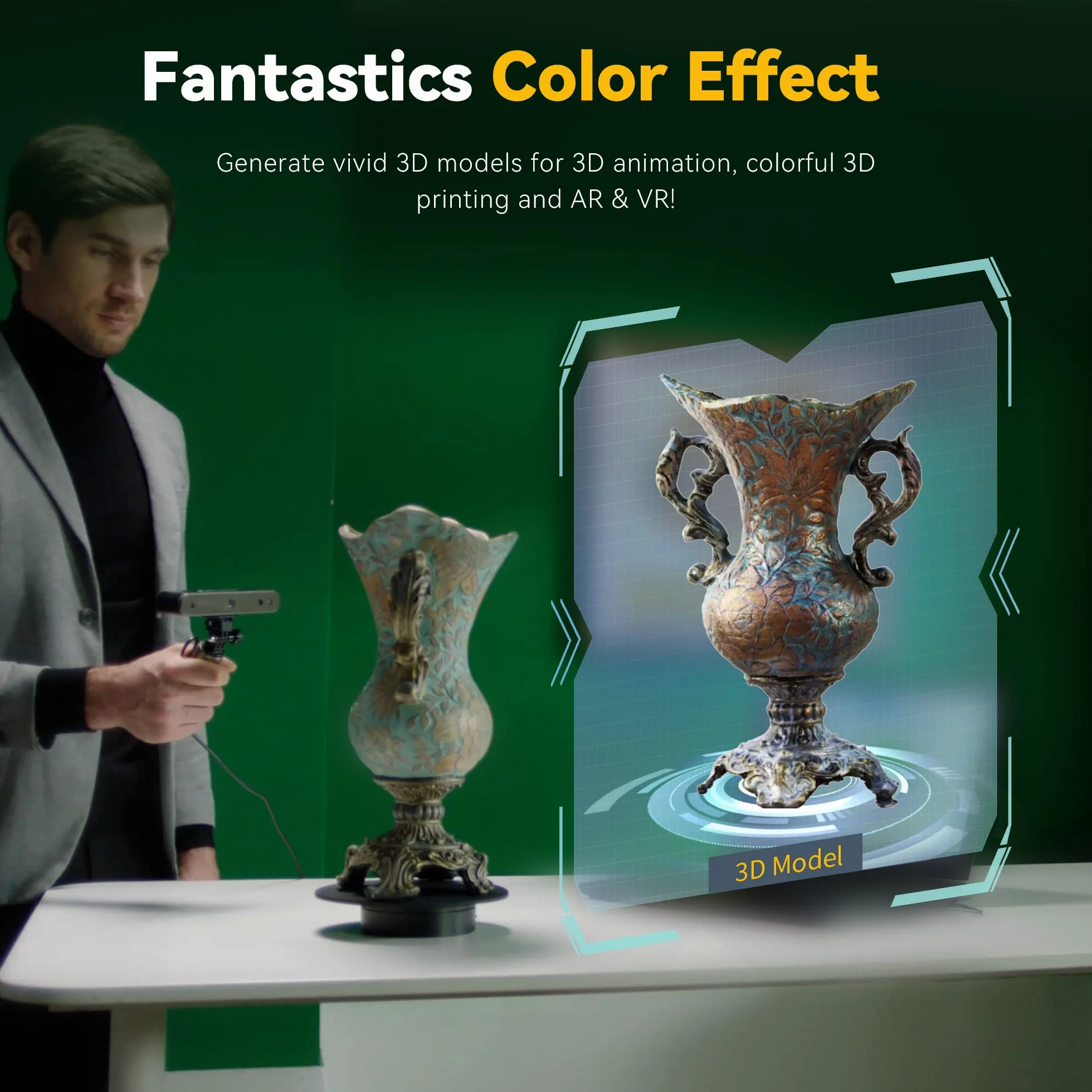 Escáner 3D Revopoint-precisión de 0,05 mm-velocidad de escaneado de 10 FPS-Escáner 3D portátil para impresión 3D - POP2 Premium