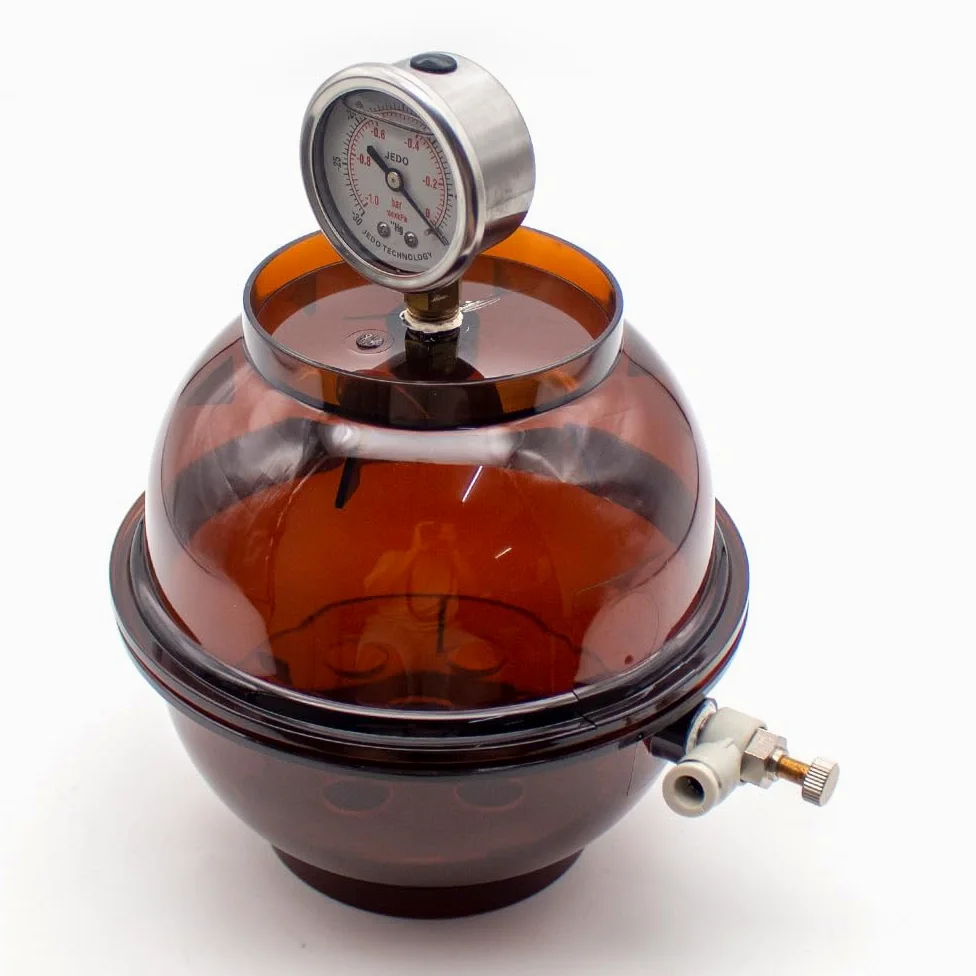 Desecador de Vacío de Plástico de 150 Ml, con Manómetro Y Válvula Simple, Contenedor de Conservación de Grado de Laboratorio.