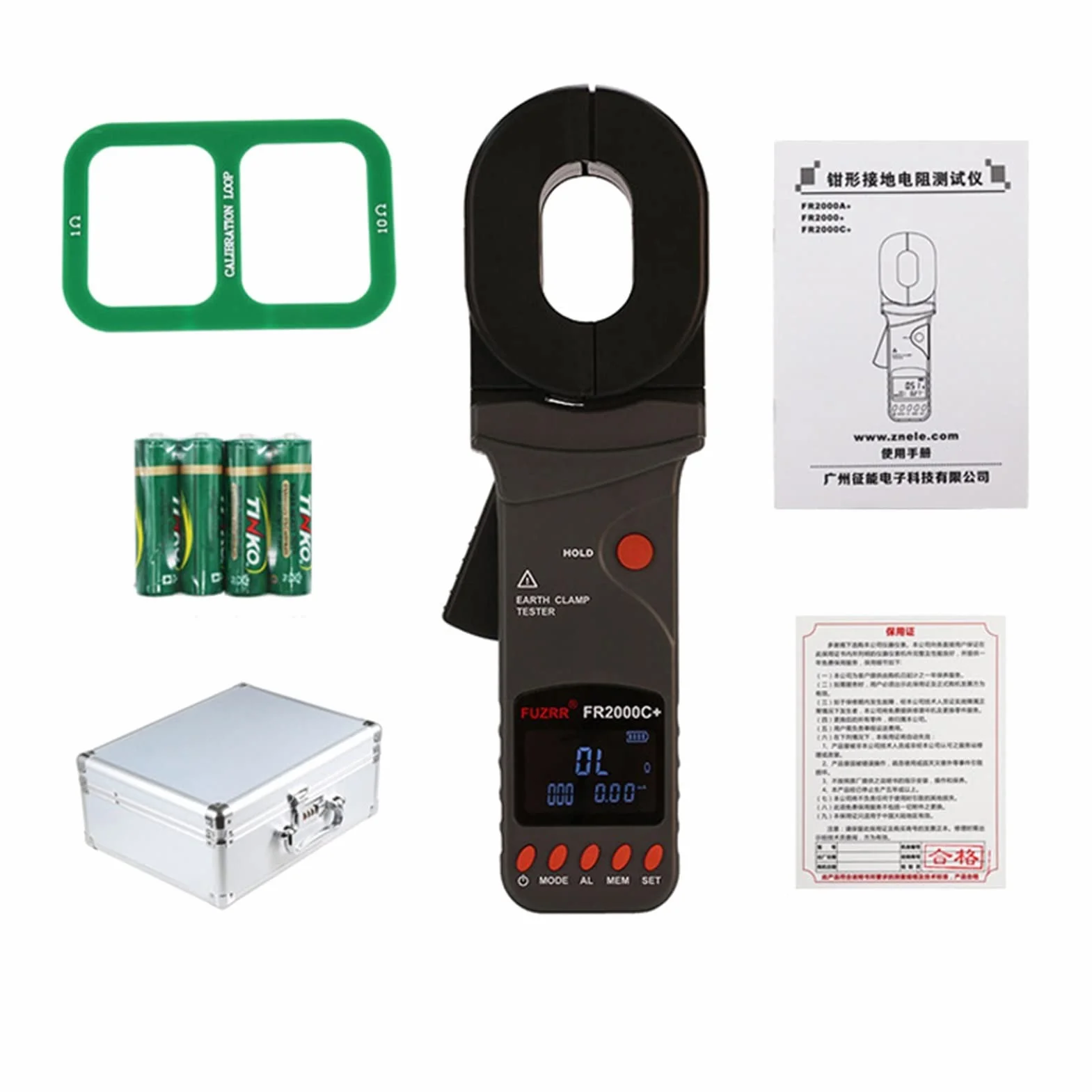FR2000 Probador de resistencia a tierra de la pinza 0.0 1Ω-200Ω / 0.01Ω-200Ω / 0.01Ω-1200Ω Probador de tierra de tierra de alta precisión 0.001Ω para instrumentos y laboratorios, fábricas(FR2000C+)
