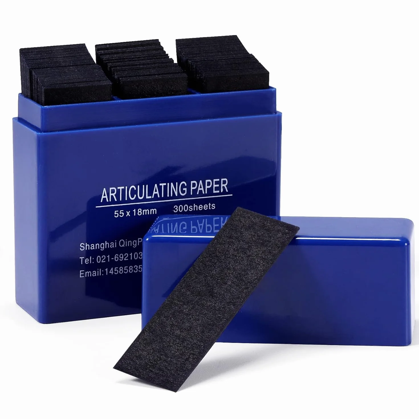 Papel articulado dental 300 hojas, dispensador plástico, 100 micras, rojo y azul, doble cara