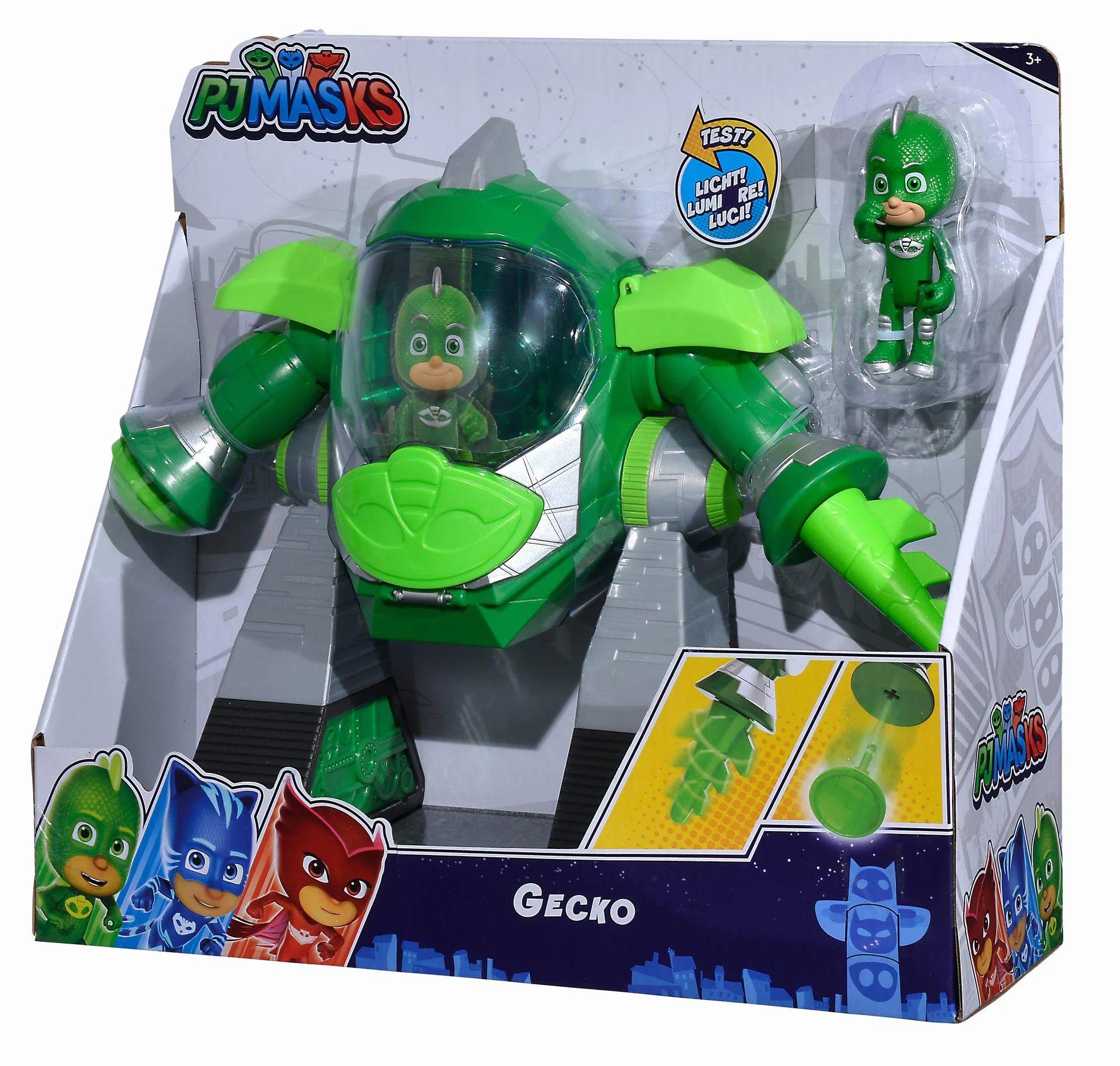 Simba PJ Masks Turbo Robot Gecko 23 cm con luz y cañón