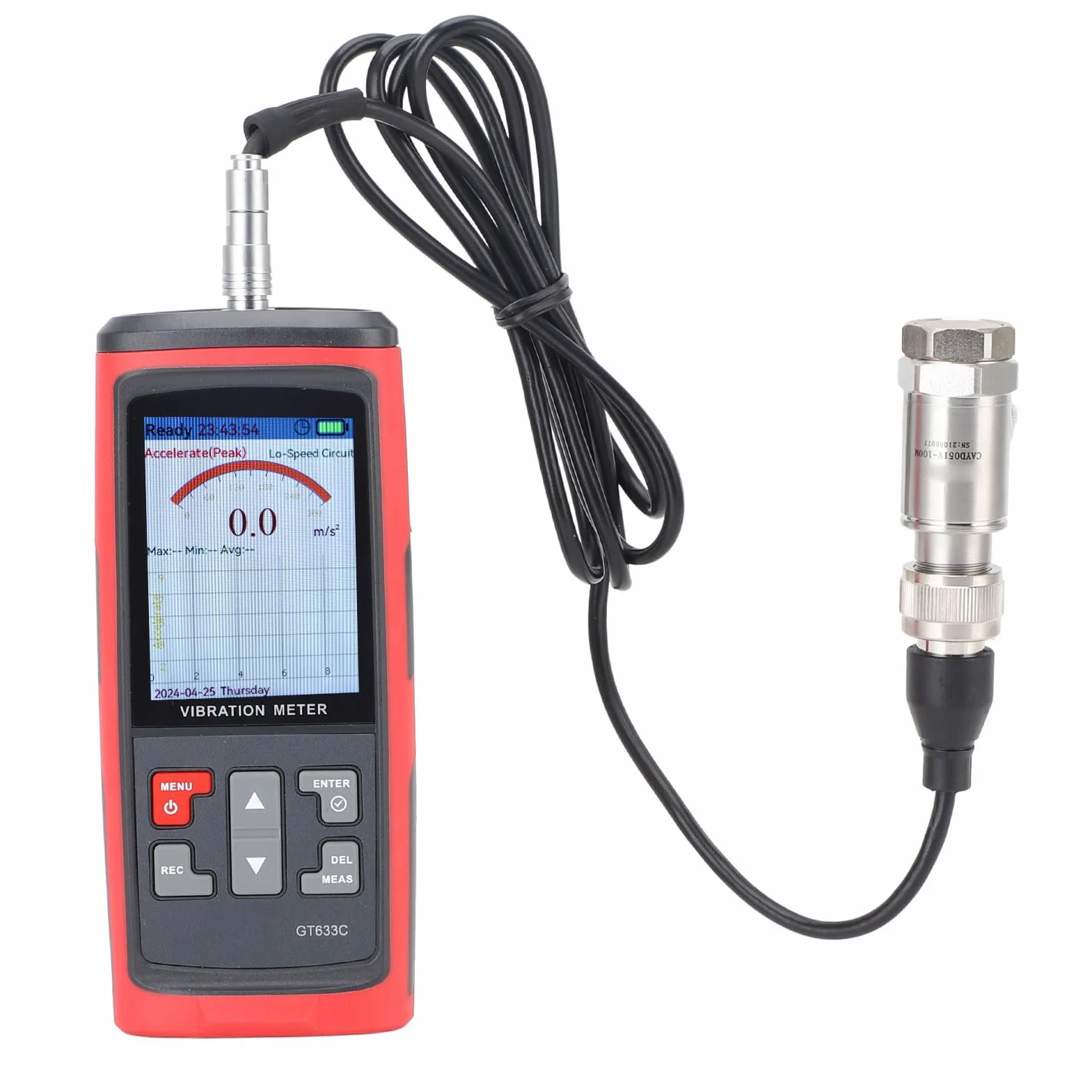 Medidor de Vibraciones, Analizador de vibración digital con pantalla LCD a color Aceleración Velocidad Distancia Frecuencia Temperatura Modos de prueba Medidor de vibración de mano