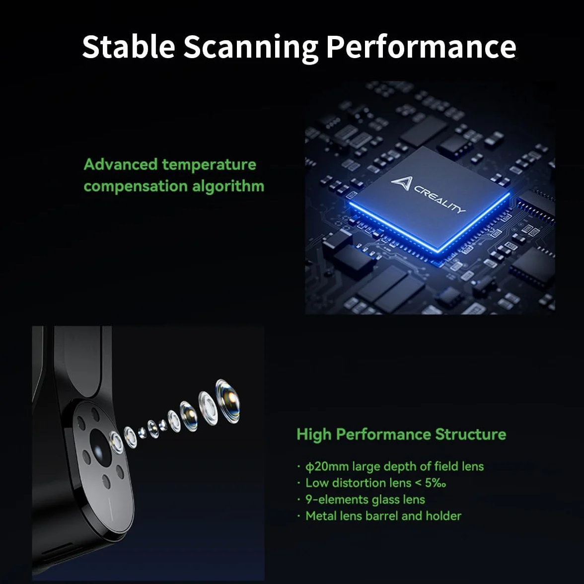 Creality CR-Scan Raptor Escáner 3D para impresión 3D, precisión de 0,02 mm, seguimiento antivibración, velocidad de escaneo de hasta 60 fps, soporte de objetos de 5 a 2000 mm, para Windows Mac