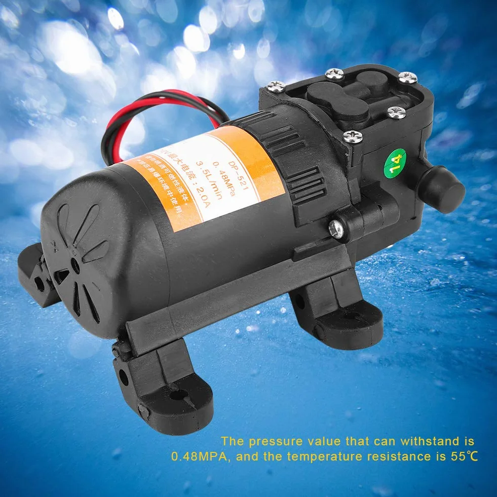 Bomba de Agua 12V Autocebante de Diafragma 0.48MPA 3.5L/Min para Jardín Caravana Camping