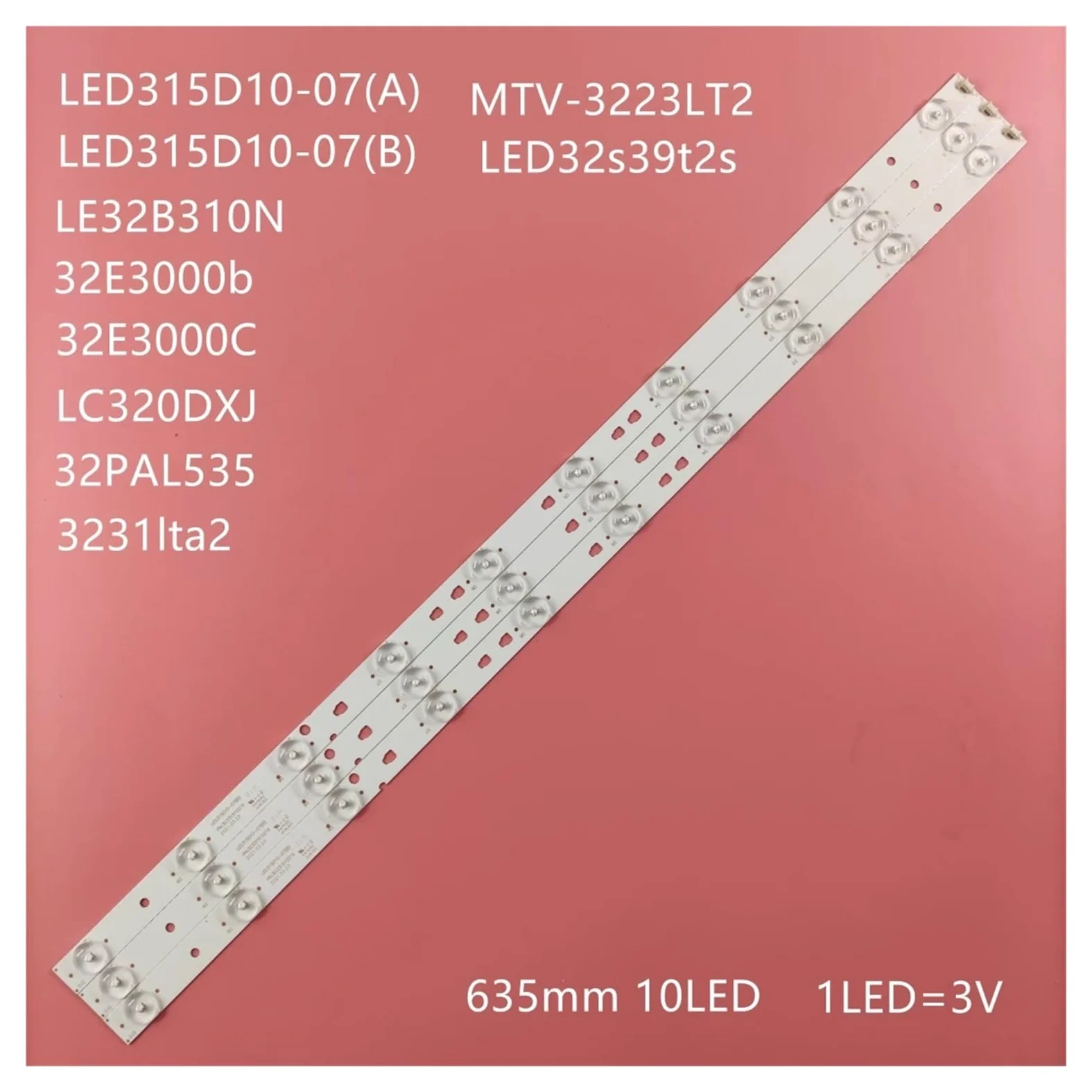 Tiras de retroiluminación LED for lámpara de TV, Kit de barra de TF-LED32S41T2, bandas LED, reglas LED315D10-07(B) LED315D10-ZC14-07(A), 3 uds.(10 Set)