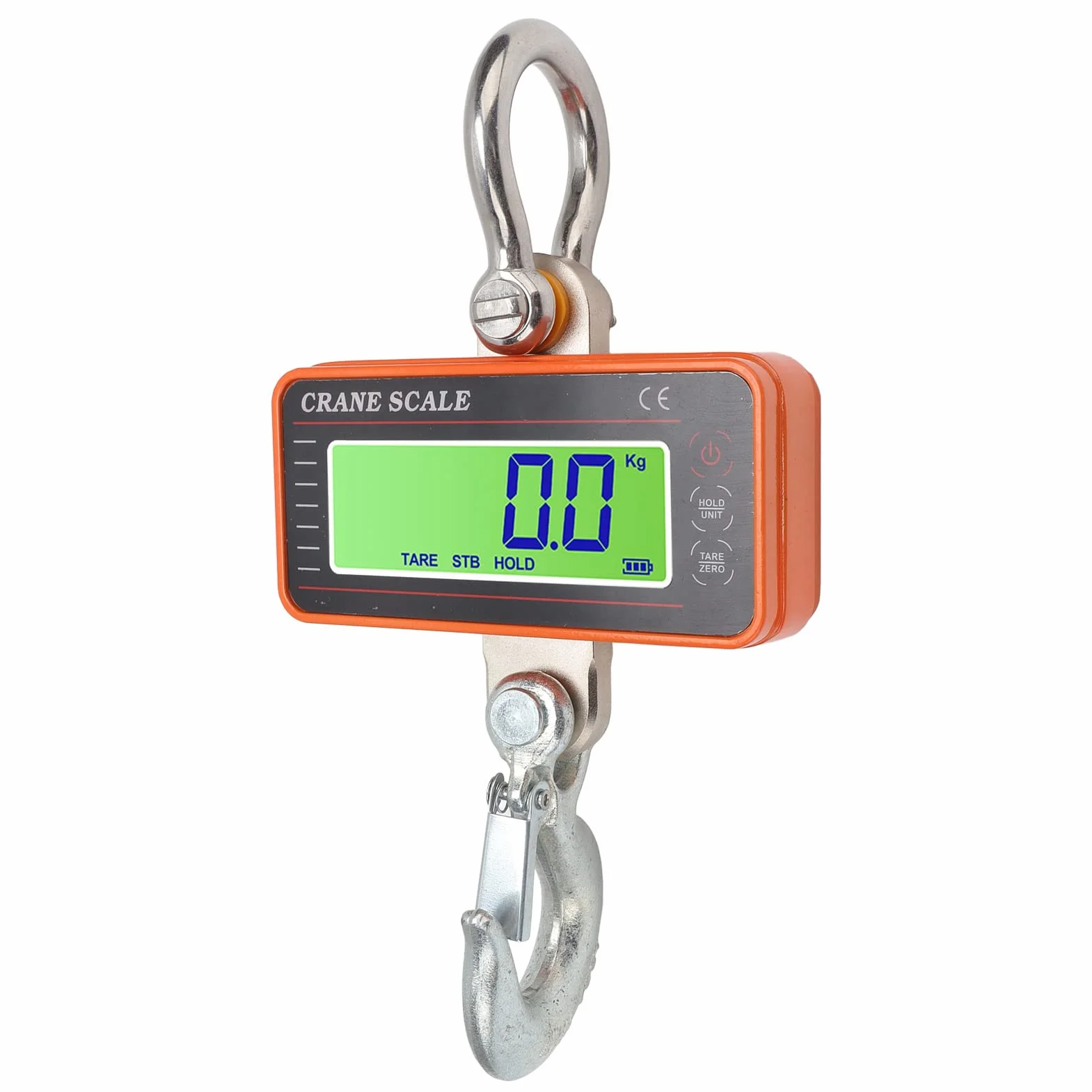 Báscula de Grúa Digital Industrial, 1500 kg/3000 lb, Pantalla LED, Control Remoto Inalámbrico 20 m, Sensor de Aleación de Acero, Naranja