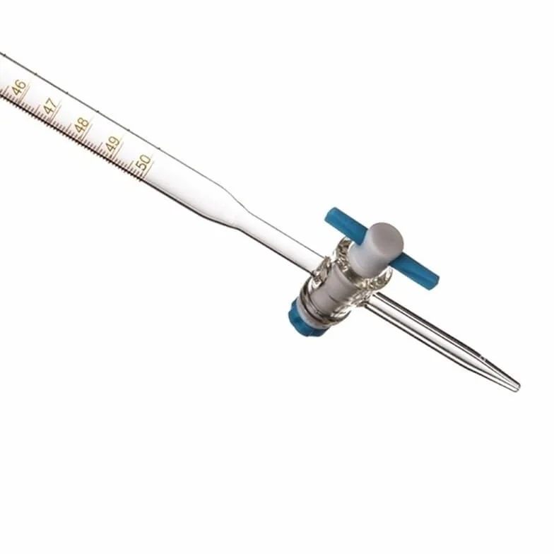 Bureta de Vidrio Borosilicato Clase A - Graduada 10ml 25ml 50ml para Titulación de Precisión, Llave de PTFE(Brown acid 50ml)