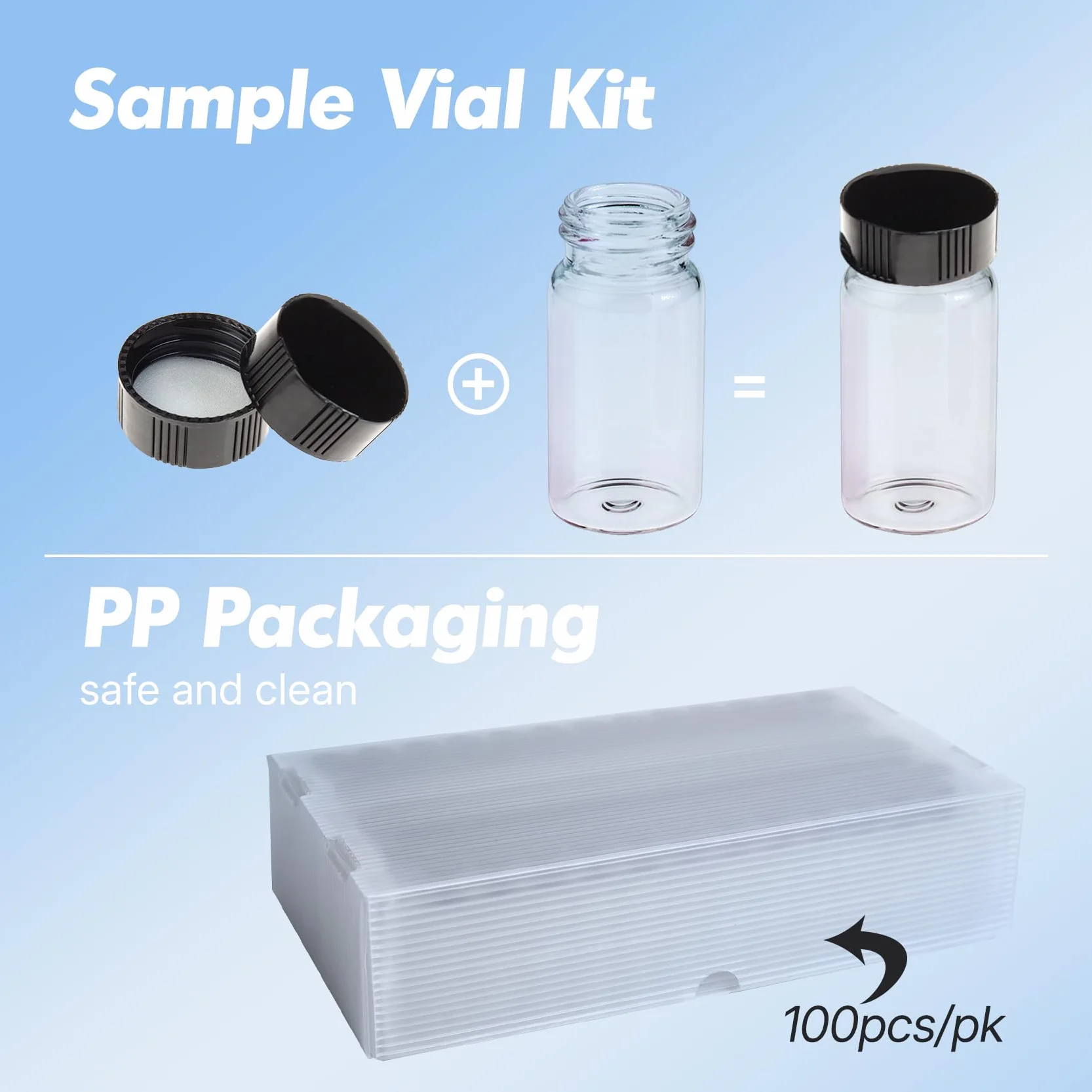 ALWSCI 12mL Botellas de Muestras de Vidrio con Tapón de Rosca PE Liner 19x65mm Viales de Laboratorio