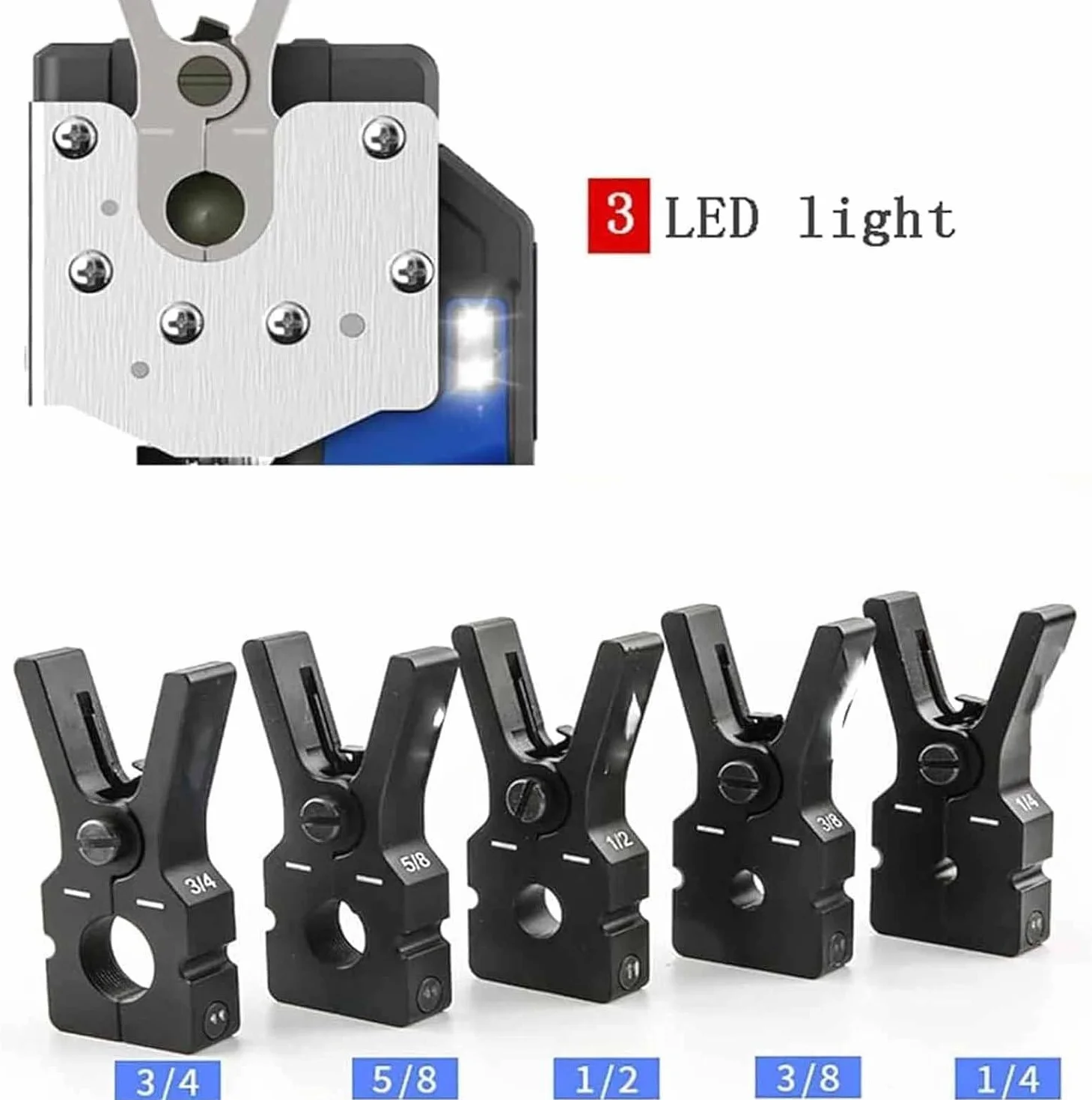 Abocardador Regulable para Tubos de Cobre de Aire Acondicionado Profesional, herramienta de expansión de tubo de 1/4"-3/4" con luz LED, herramienta de abocardado de tubo excéntrico de 45°, （9chucks）
