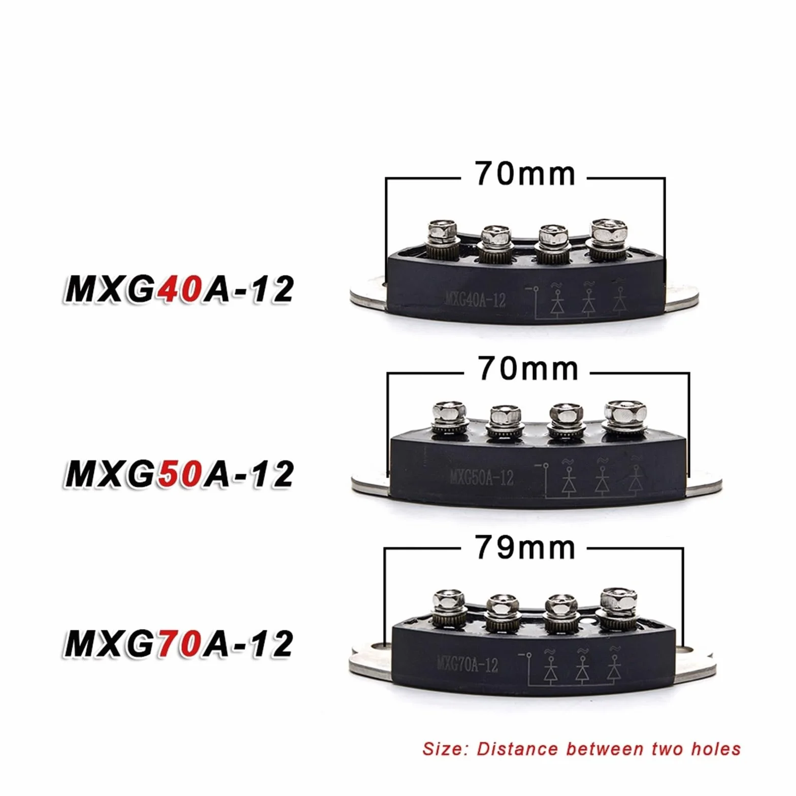 Módulo de diodo recuperación rápida pasivado con vidrio | : for rectificación de generador rotativo 40-70A(50a 70mm)