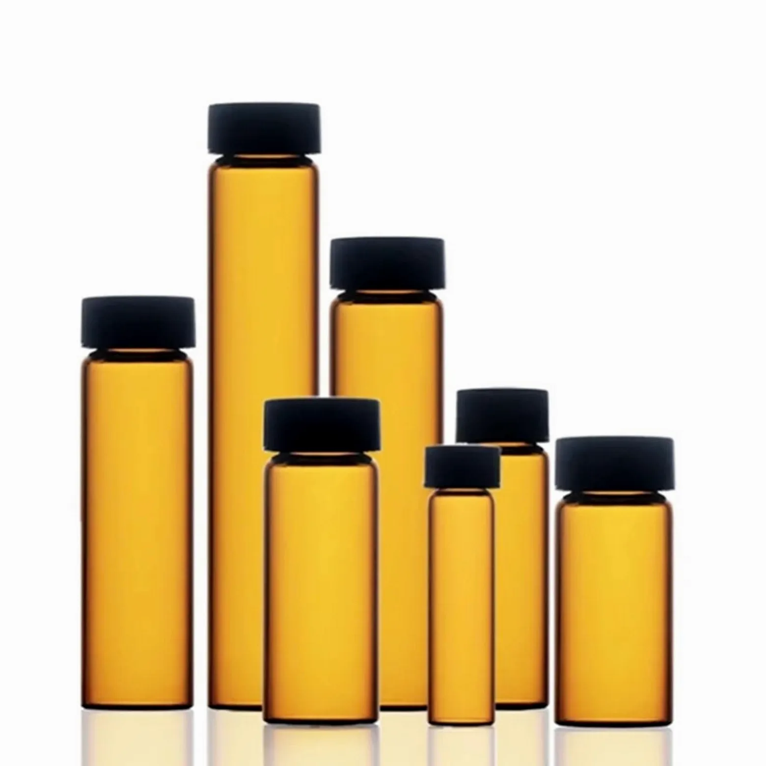 Frasco de vidrio para reactivos de laboratorio, Frascos de reactivo graduados de vidrio con tapón de rosca de plástico de 3 a 50 ml(5ml 100pcs)
