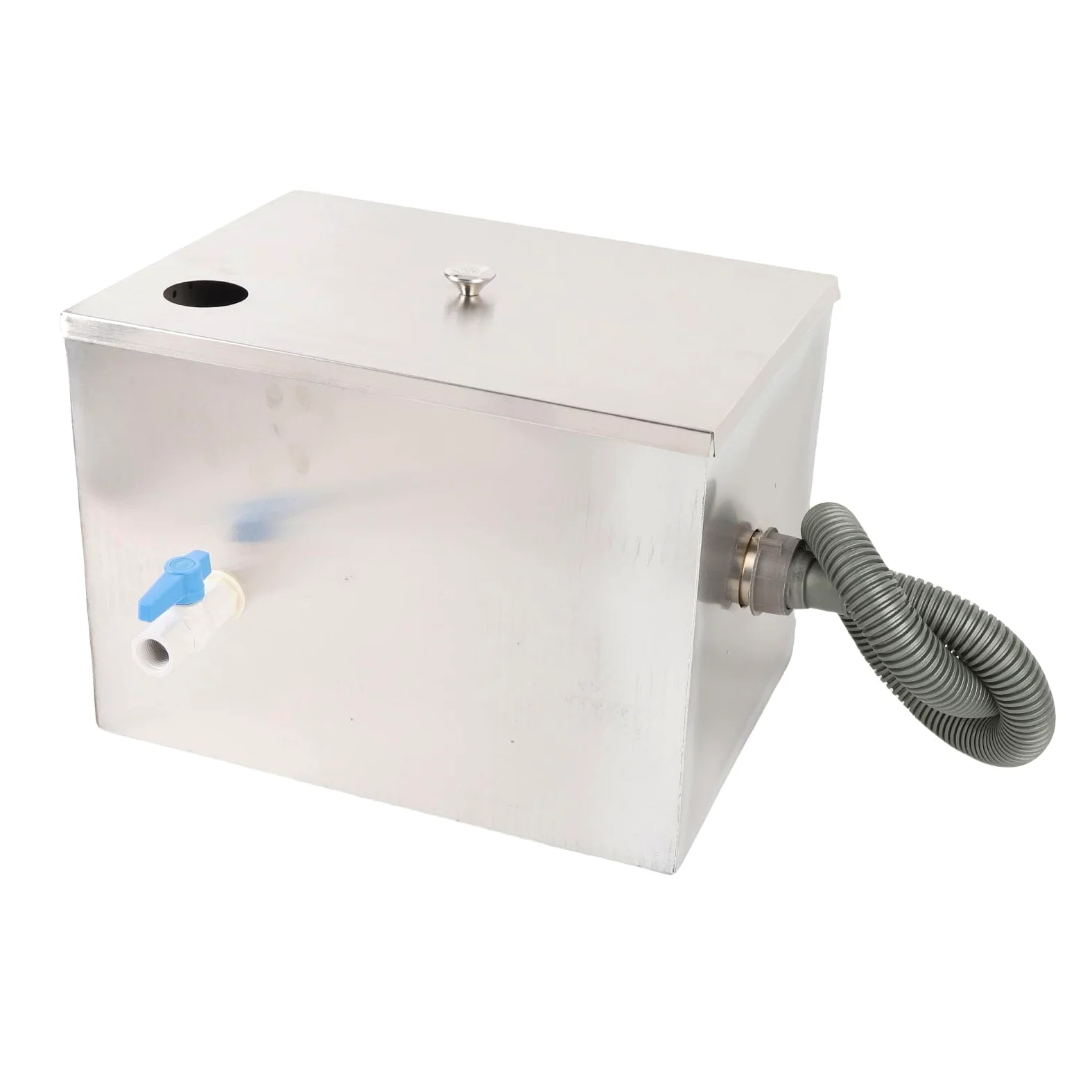 Trampa De Grasa Comercial, Bajo El Fregadero De Acero Inoxidable De Aguas Residuales De Aceite Separador De Agua Con Entrada Superior 4 Gpm 40x30cm Un Solos Agujero Para