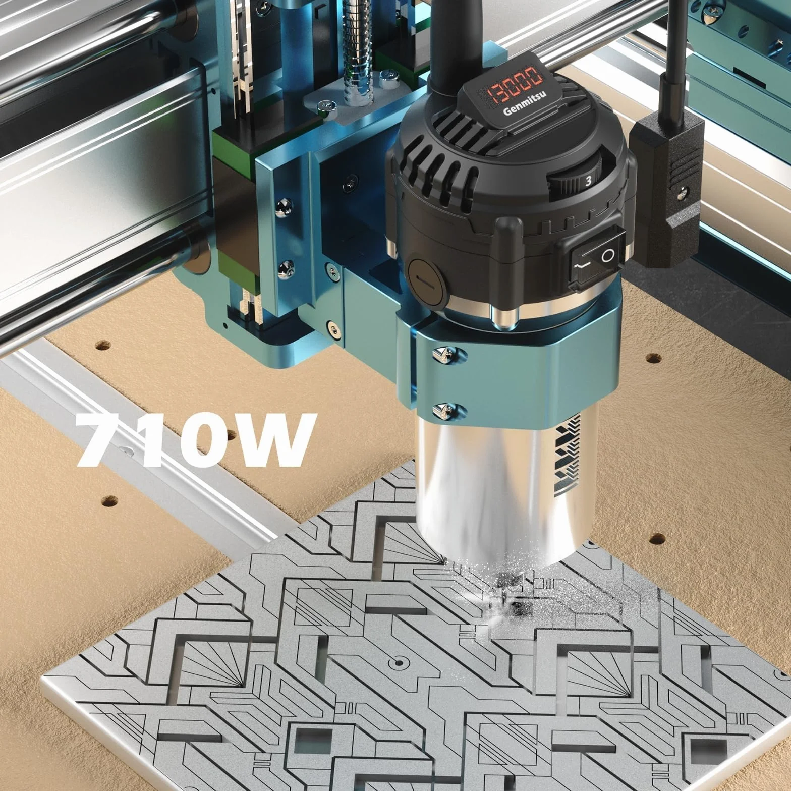 Genmitsu 4040-PRO MAX - Fresadora CNC para fresado de madera, metal y acrílico, control GRBL, máquina de grabado de 3 ejes con recortadora de 710 W y accionamiento de riel lineal