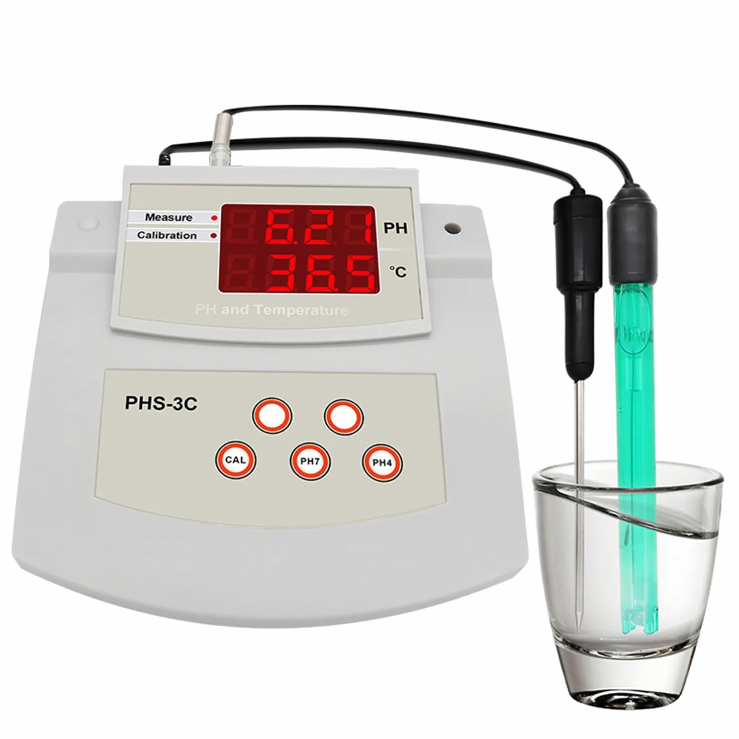 Genérico Medidor De Ph De Sobremesa para Laboratorio, Medidor De Ph Digital, Calibración Automática con Precisión De 0,01 Ph, Compensación De Temperatura De Doble Electrodo