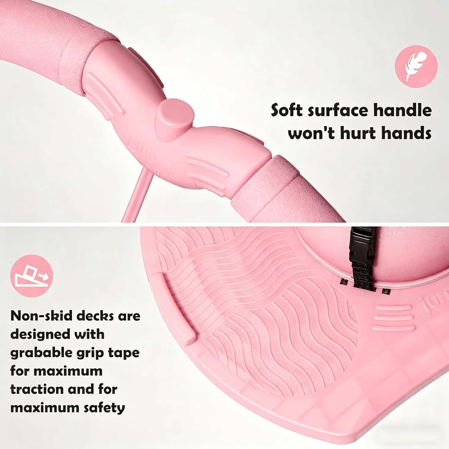 Pelota saltarina de equilibrio para niños con barra, juguete exterior rosa