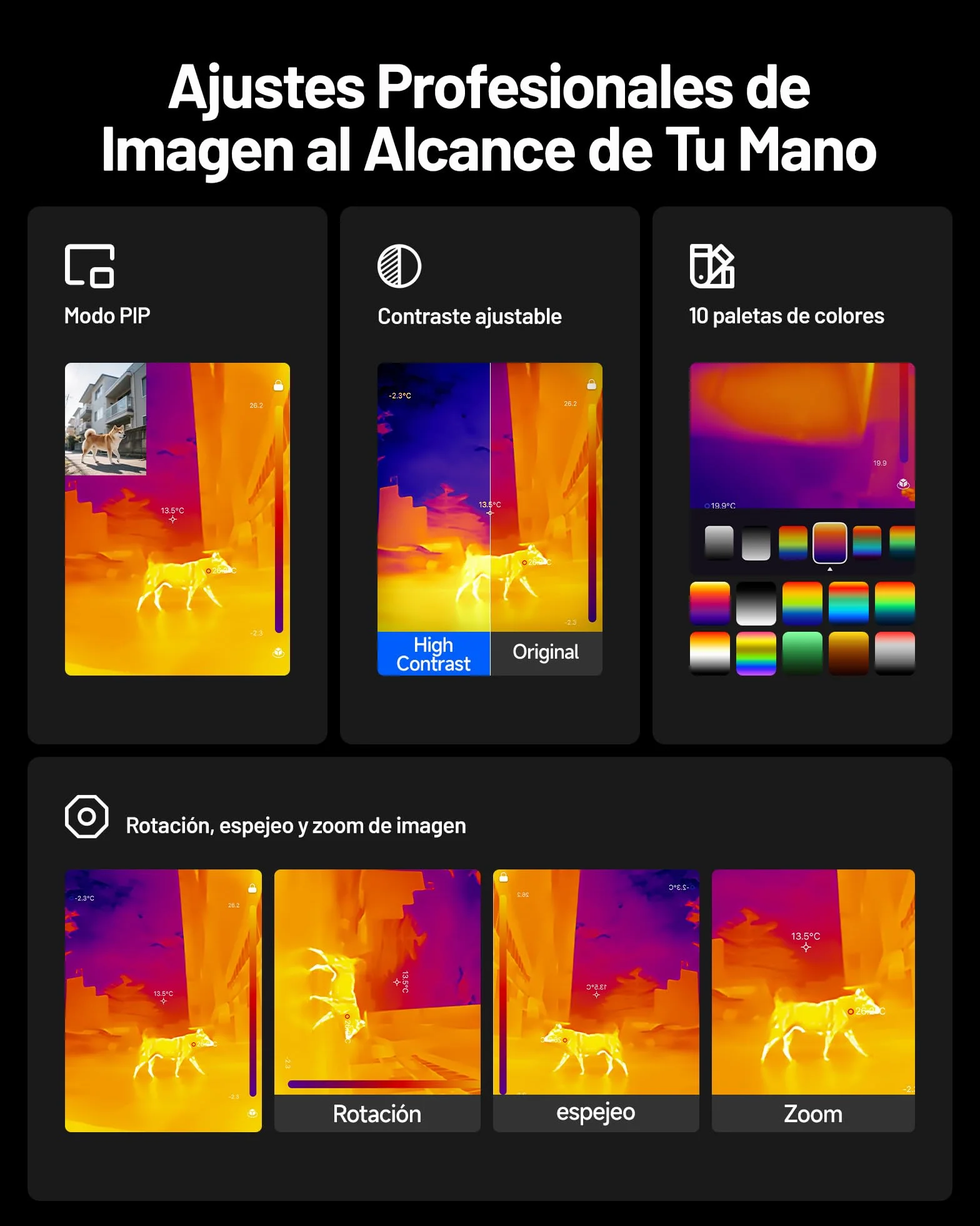 TOPDON Cámara Térmica TC002C Duo para iPhone/Android/Windows, 512x384 Resolución TISR, Cámara Termográfica de -20℃ a 550℃, 40mk Sensibilidad Térmica, 25Hz Frecuencia Actualización