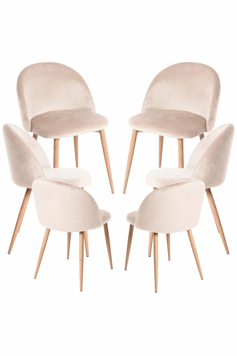 Regalos Miguel - Packs Sillas Comedor - Pack 6 Sillas Vint Terciopelo - Beige