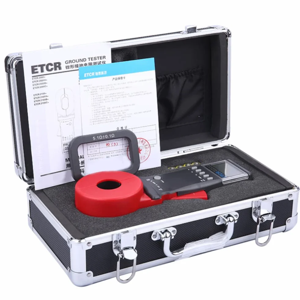 Tyenaza ETCR2100A+ Modelo BásicoMedidor de Resistencia de Puesta a Tierra con Pinza Boca Redonda, con Pantalla LCD, Probador de Resistencia de 0,01-200 Ω, para Energía Eléctrica, Arquitectura