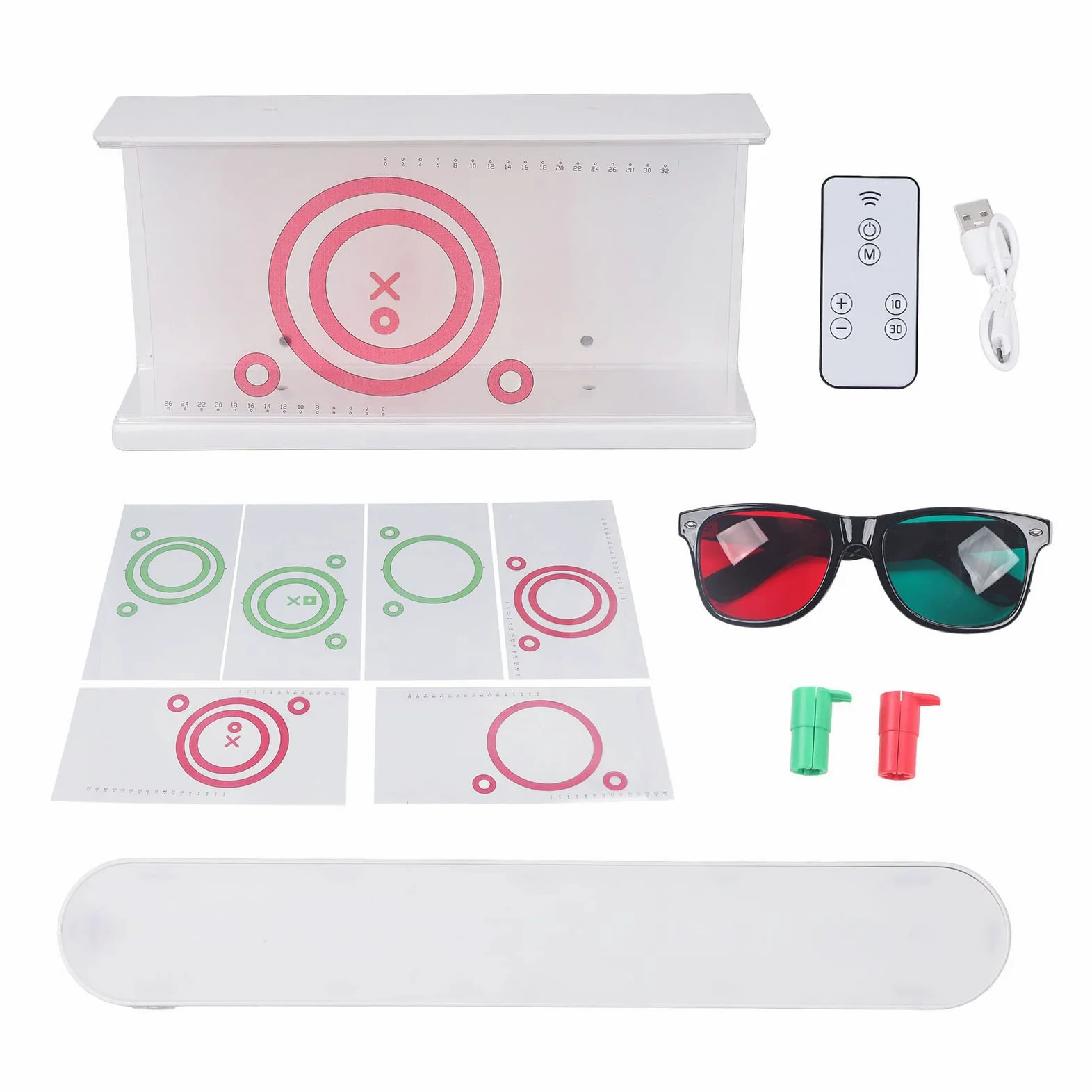 Vectogramas de prueba estéreo rojo-verde imagen LED gráfico de prueba con discapacidad visual con gafas