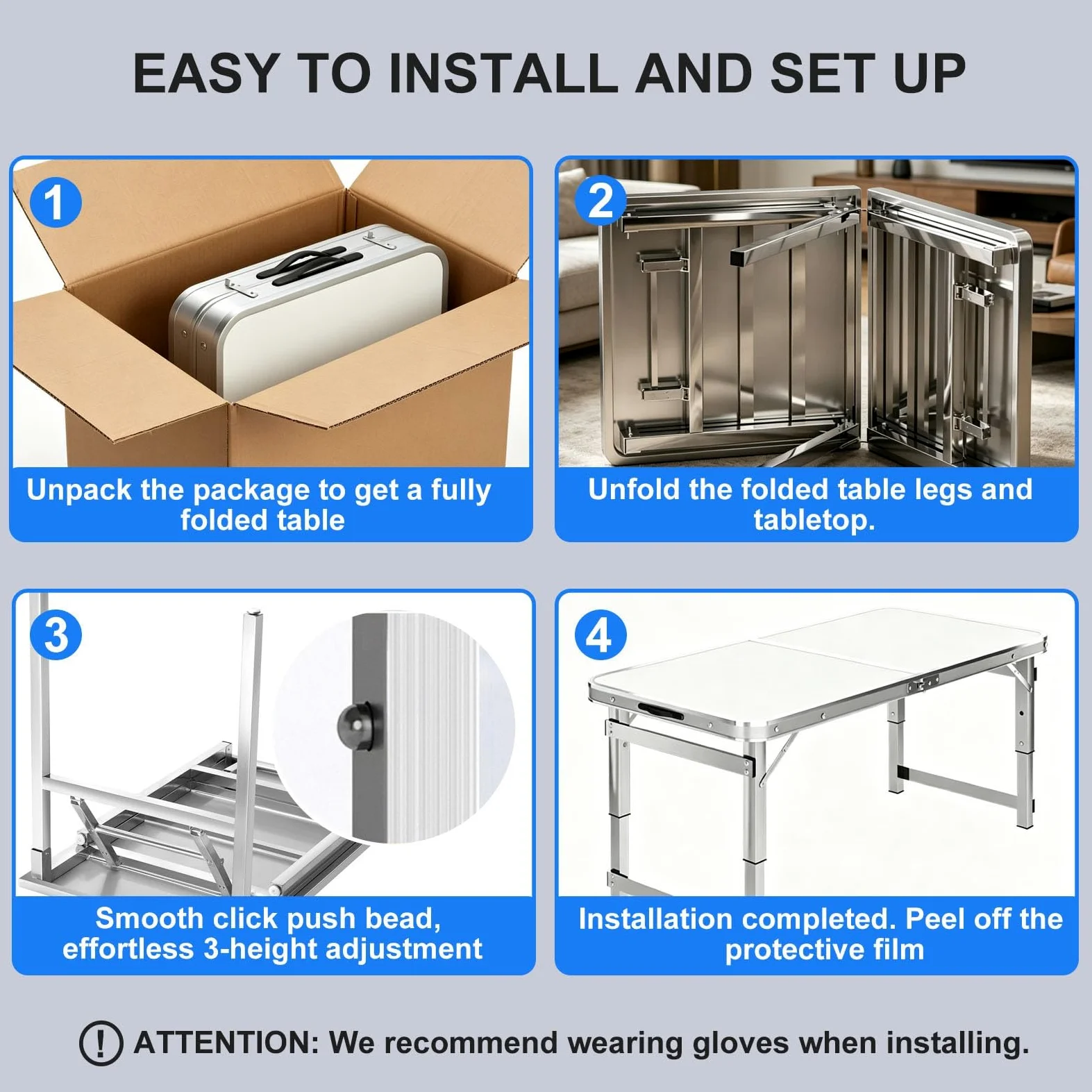 Mesa de caballete plegable, estación de trabajo rectangular portátil para uso en interiores y exteriores, ideal para catering, camping, eventos y mercados, opciones disponibles