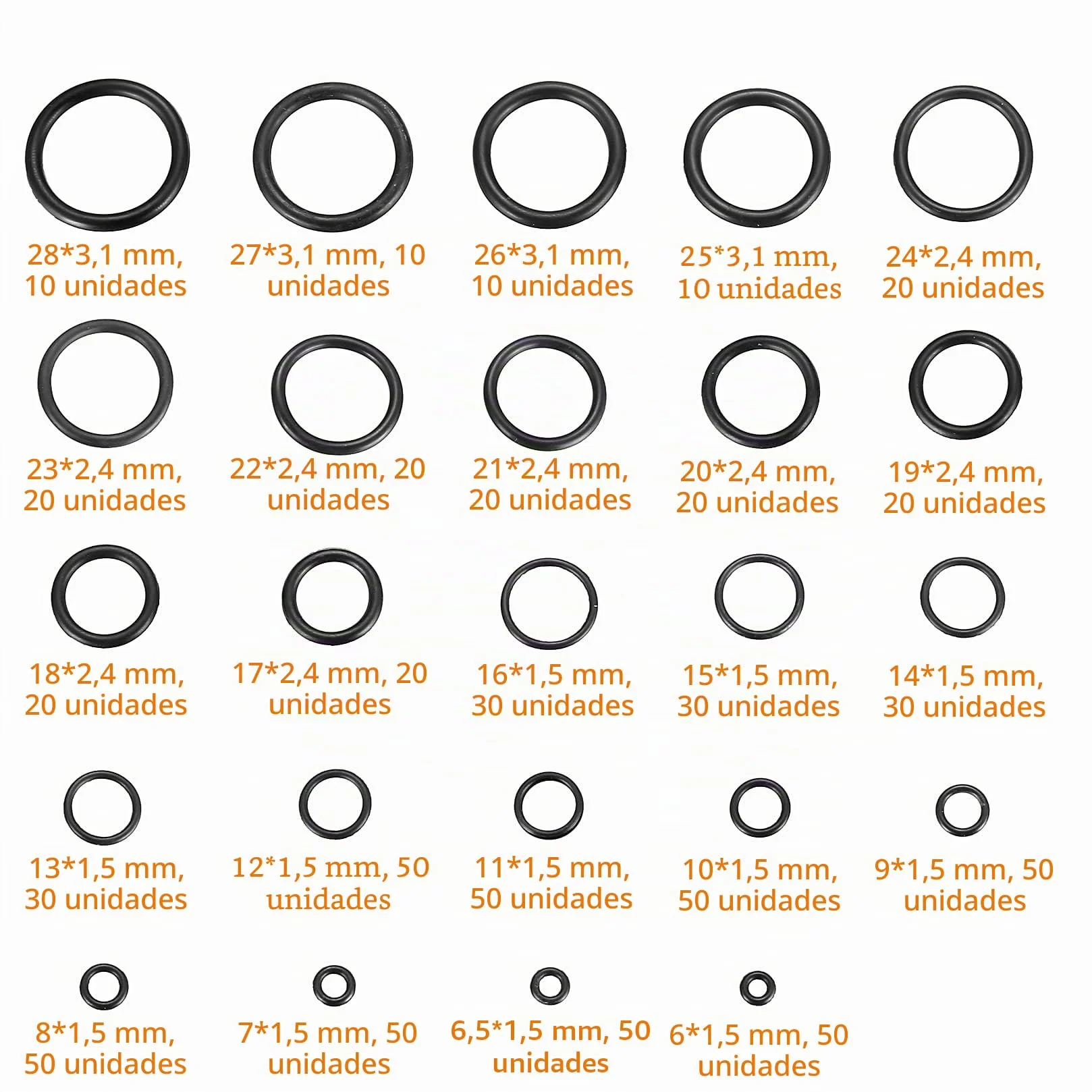 740 Piezas Juntas Tóricas de Goma, Juntas Planas, O Rings para Sellado de Fontanería y Reparación