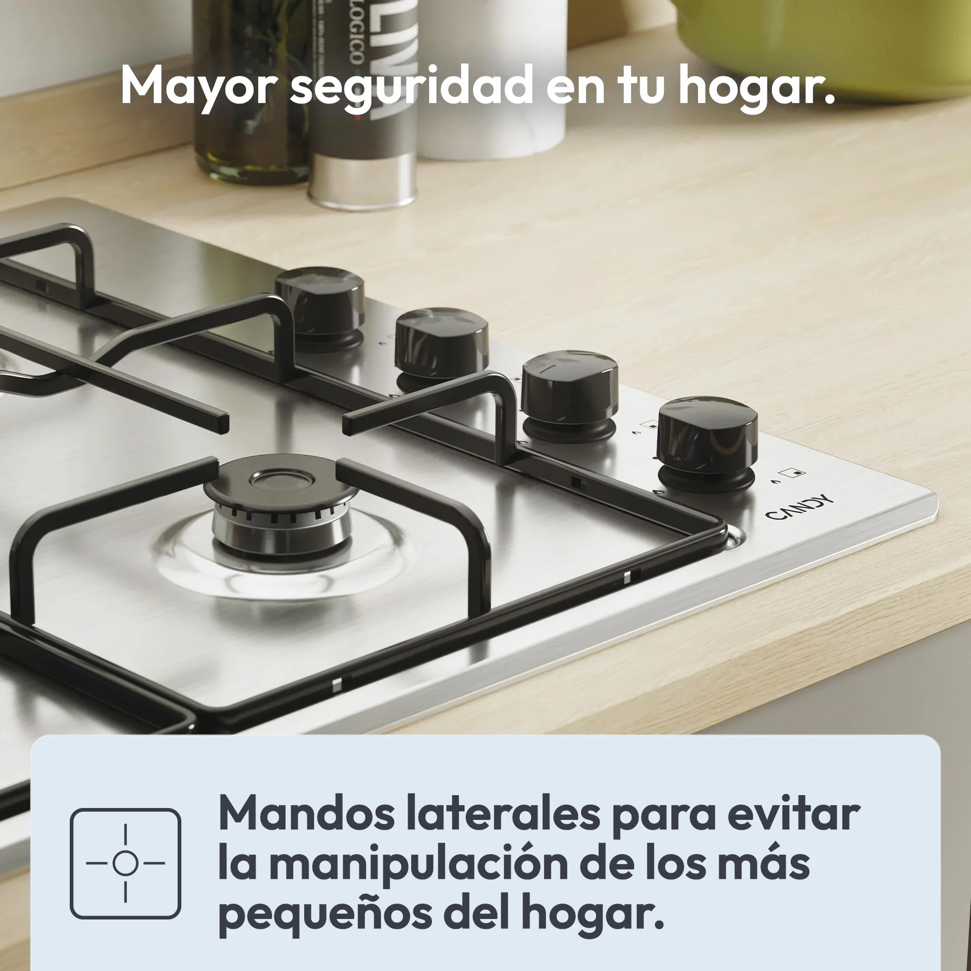 Candy Idea CHW6LBX/4U2 Placa de Gas 4 Fuegos 60CM 7,2KW Inox