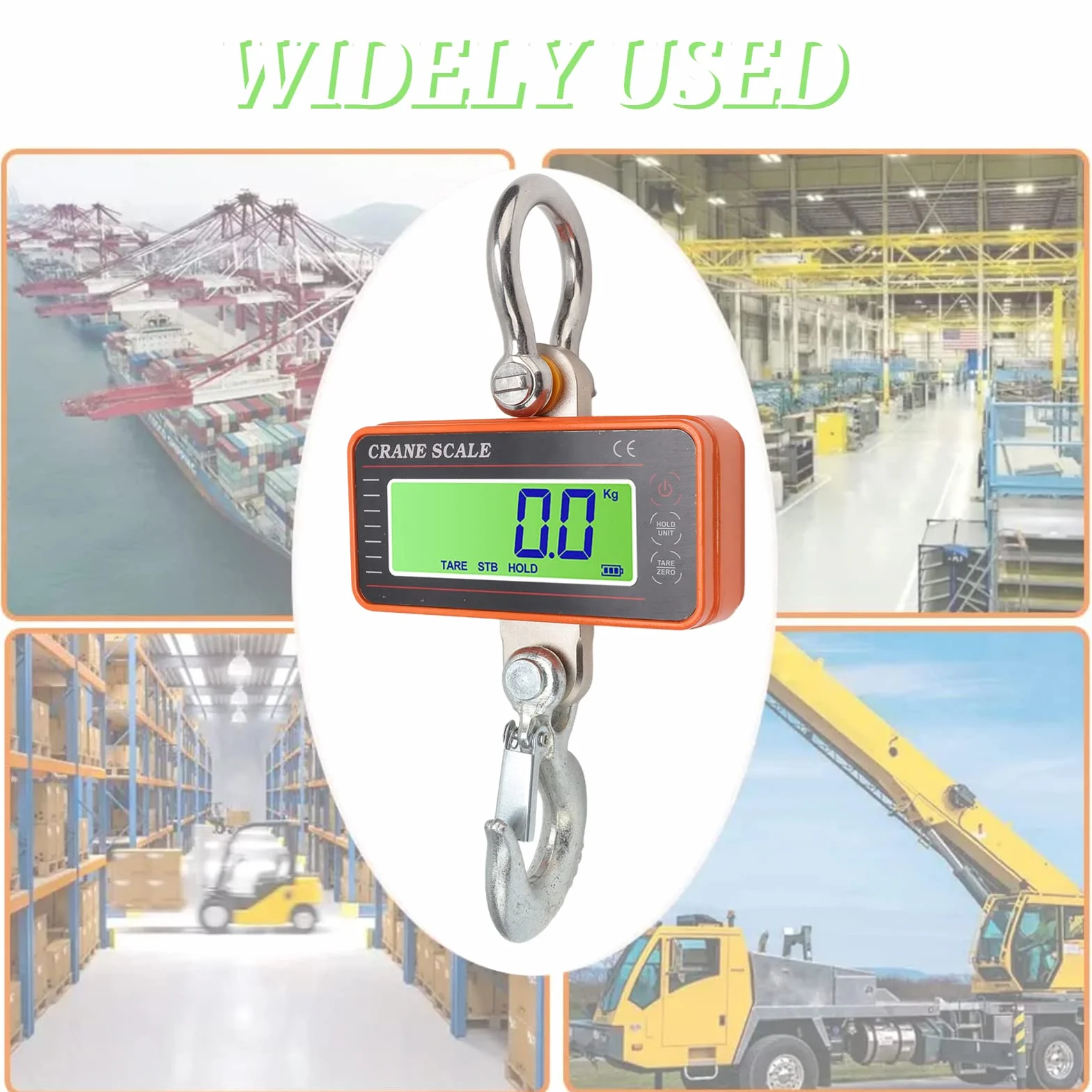 Báscula Colgante Portátil, 1500 Kg 3000 Lb Báscula de Grúa Digital Industrial de Servicio Pesado, Báscula de Pesaje Electrónica con Mini Báscula de Grúa de Mano Precisa con Pantalla LED para Caza en