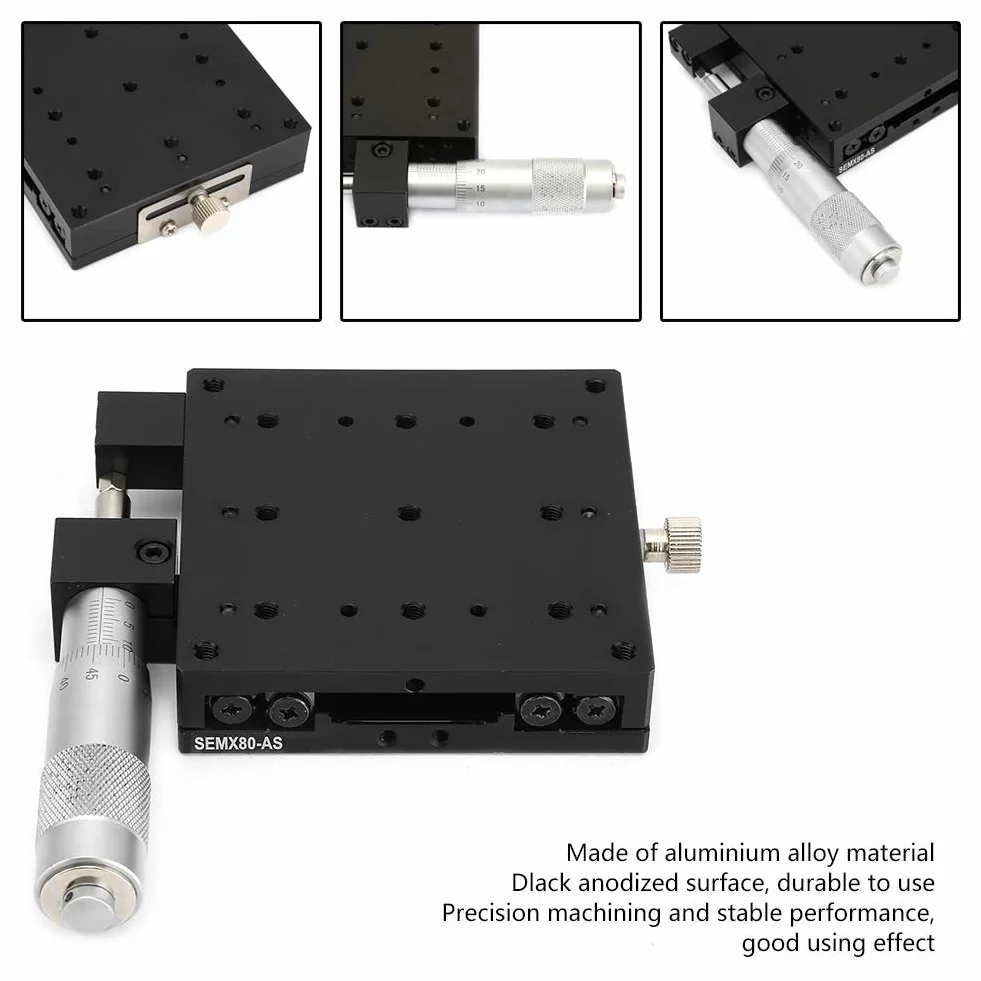 SEMX80-AS Etapas lineales de precisión rodillos cruzados 80x80 mm Micrómetro Manual Ajuste fino